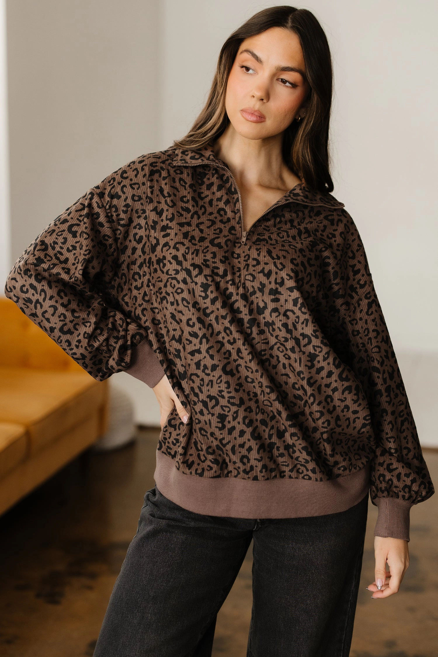 Threaded Pear Women's Alaya Quarter Zip Corduroy Sweatshirt