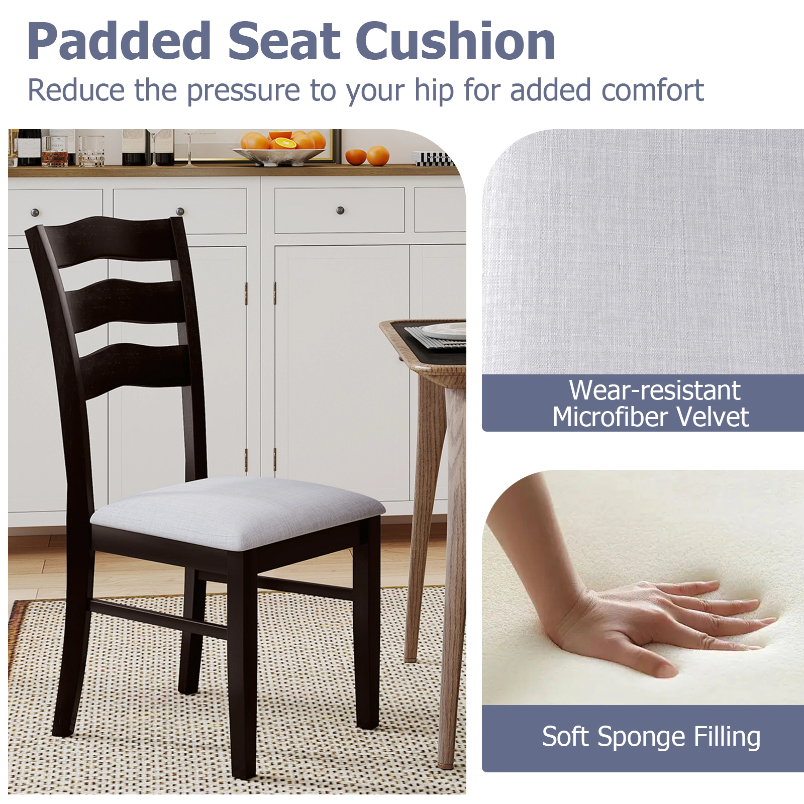 LJG Farmhouse Dining Chairs Set of 2 Modern Kitchen Chairs with Elegant Hollowed Backrest