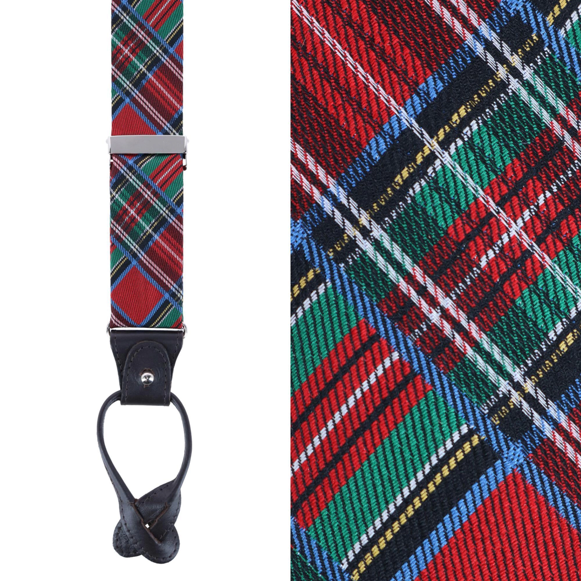 Trafalgar Men's Nicholas Tartan Plaid Button End Silk Suspenders