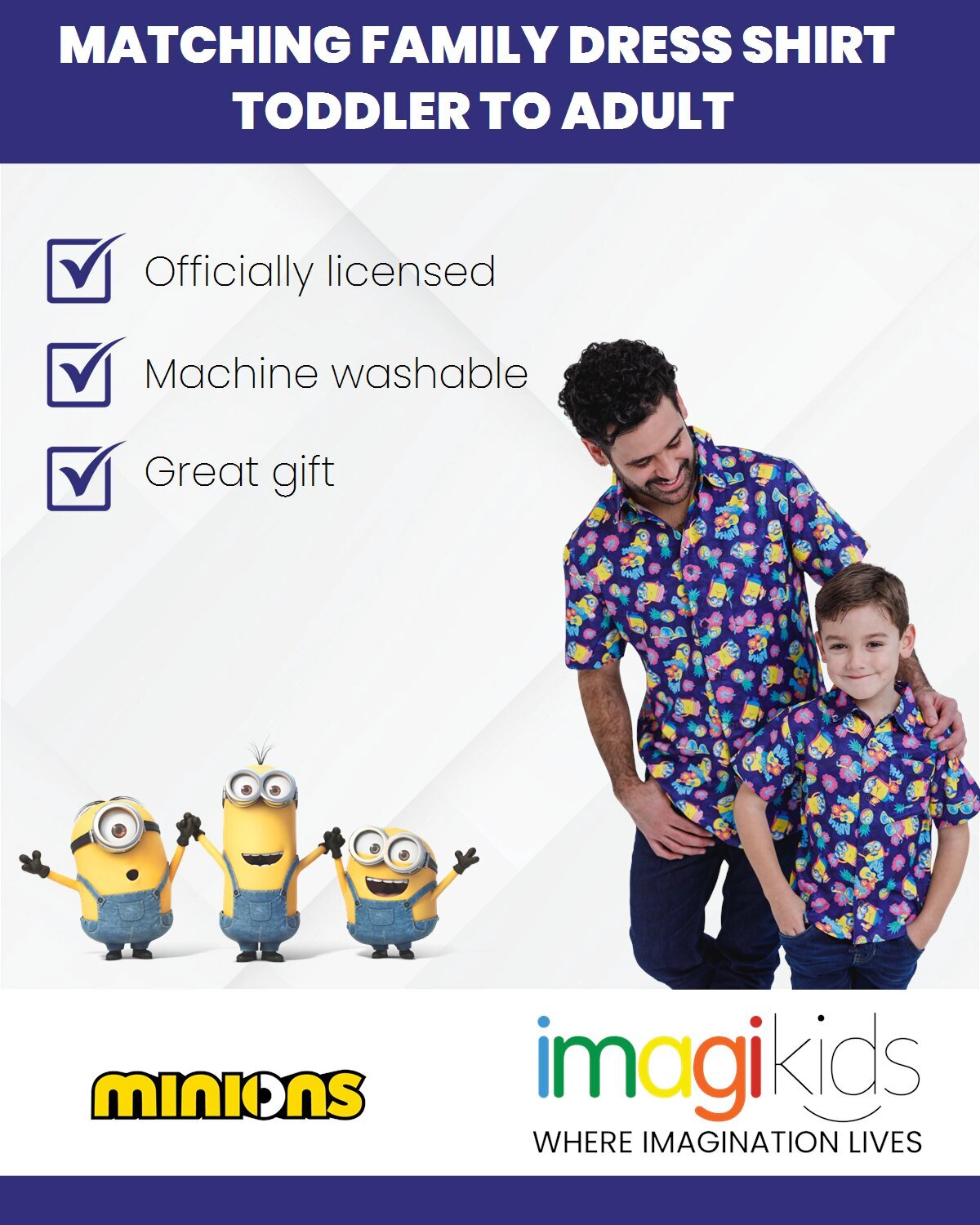 Despicable Me Minions Matching Family Hawaiian Short Sleeve Button Down Shirt