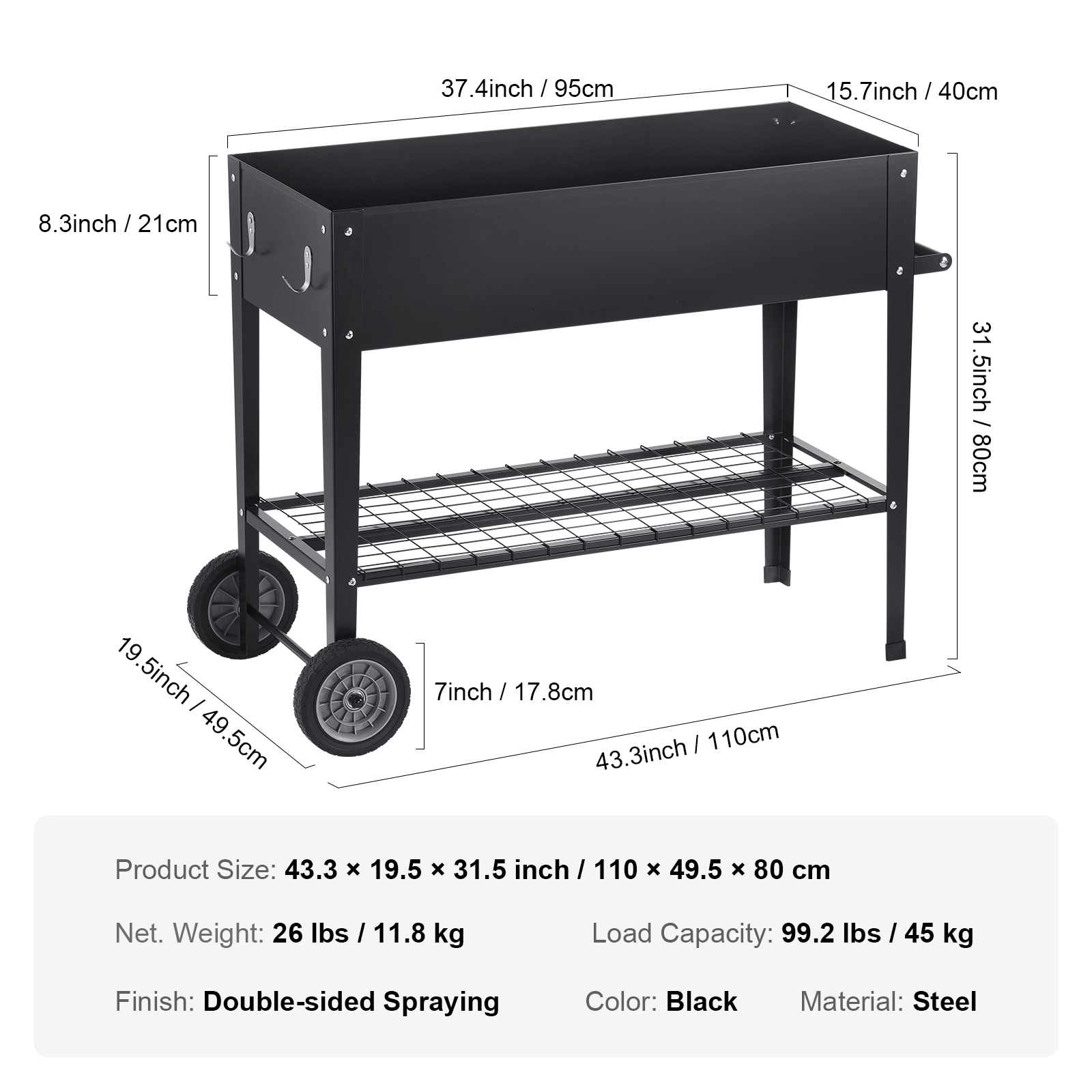 HONGGE Raised Garden Bed Wooden Planter Box Elevated Outdoor Planting Boxes with Legs for Growing