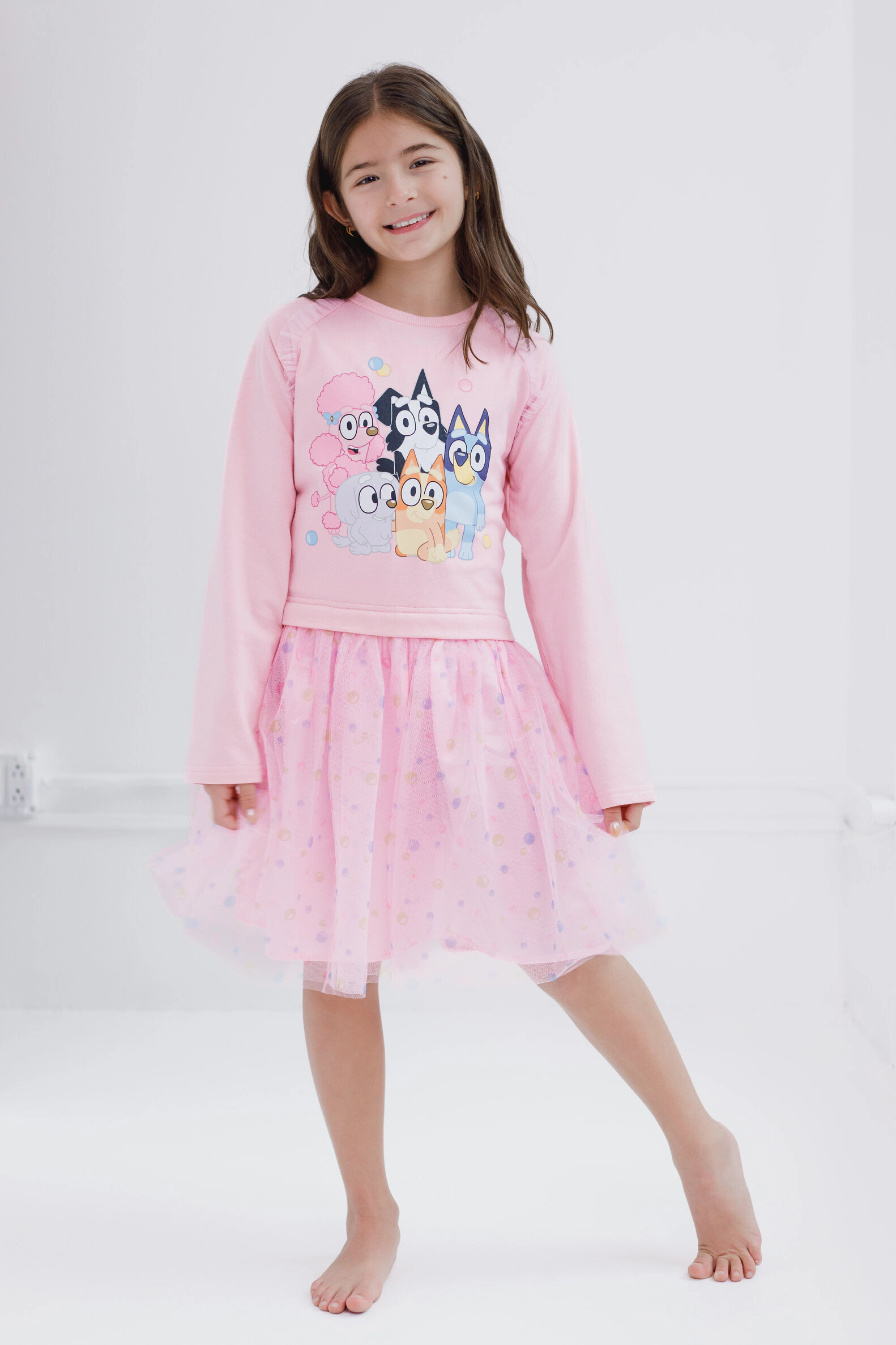 Bluey Girls' French Terry Mesh Tutu Dress