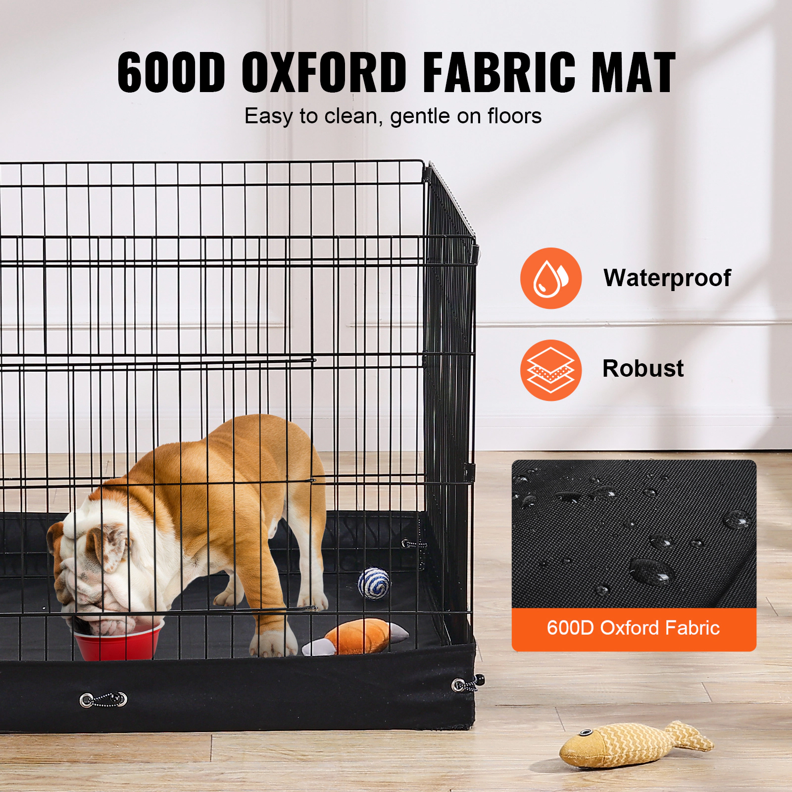 HONGGE 4-Panel Foldable Metal Dog Playpen with Door, 36 x 36 in Exercise Pen, 24 in Tall, Small to Medium Pets