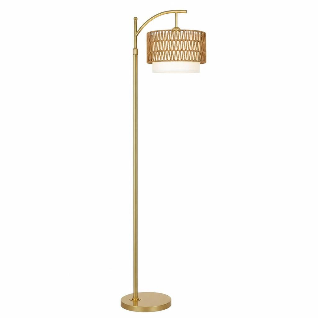 ELEMENT ACE Handwoven Rattan Metal Flush Mount Ceiling Light