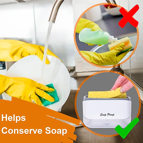 Cheer Collection Dish Soap Dispenser and Sponge Holder for Home Kitchen Use
