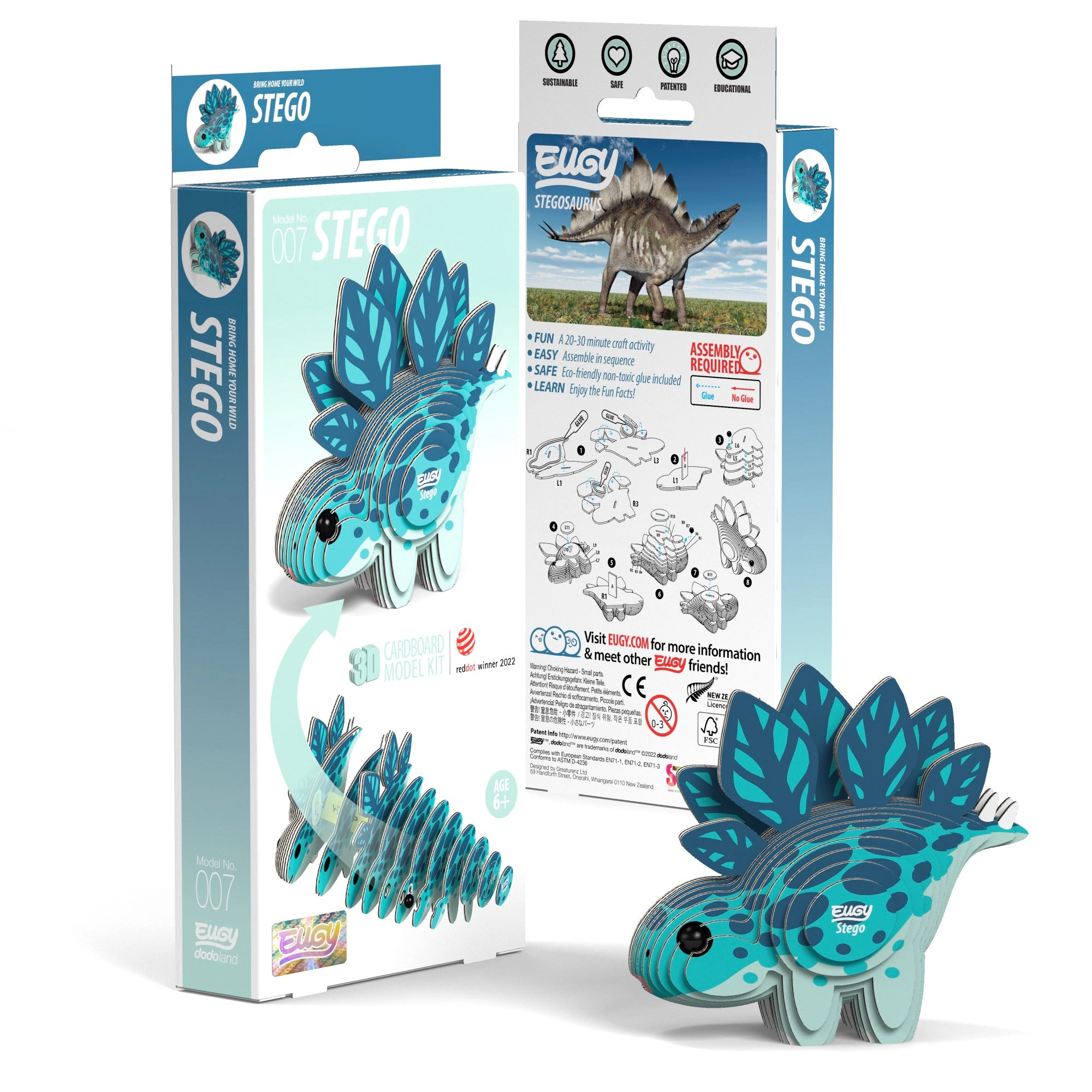 EUGY Stegosaurus 3D Puzzle - contains 25 puzzle pieces