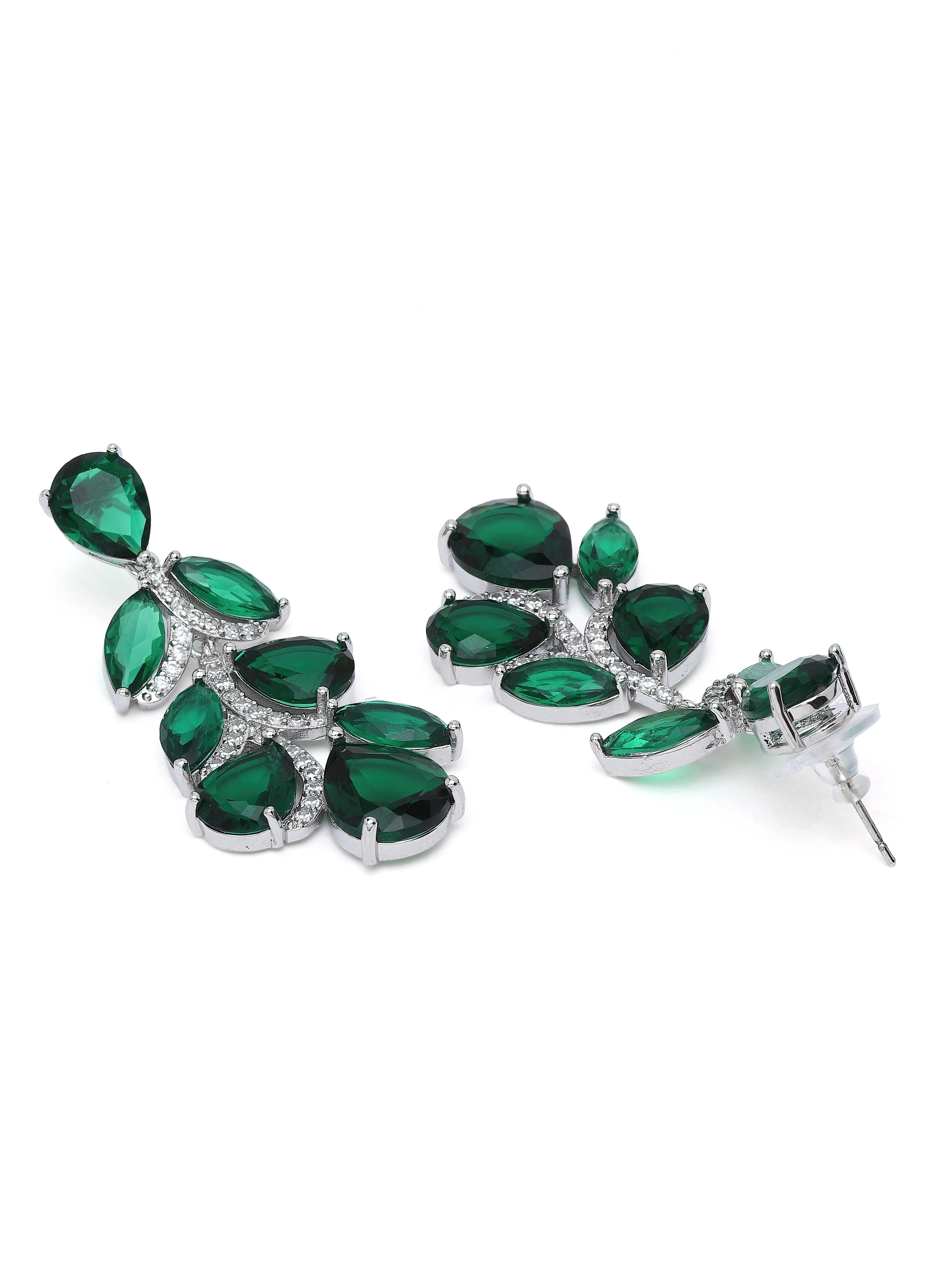 AGP PARIS Womens Leaf Cluster Statement Drop Earrings