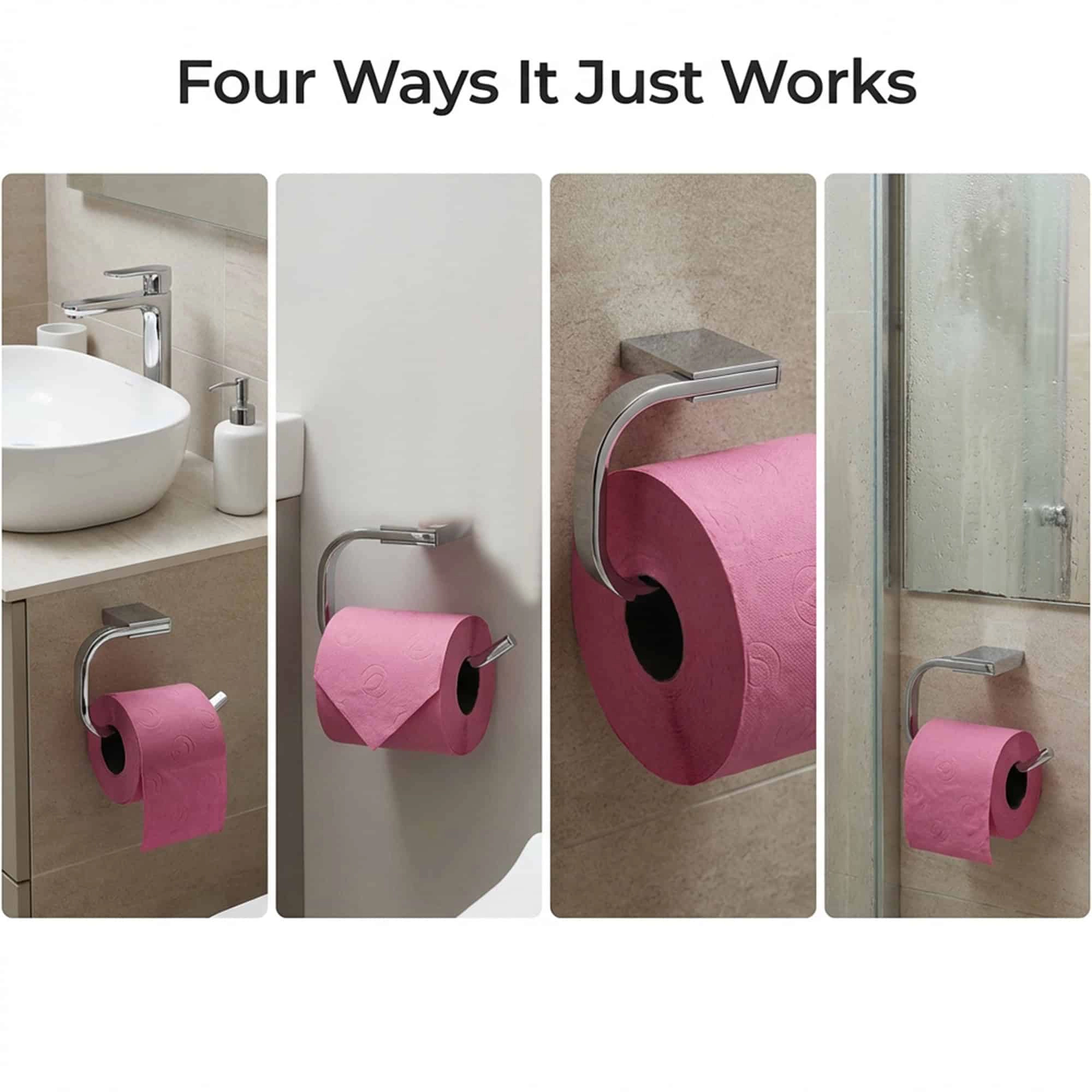 Evideco French Home Goods Stainless Steel Open-Ended Toilet Paper Holder - Concealed Screws, Chrome Finish