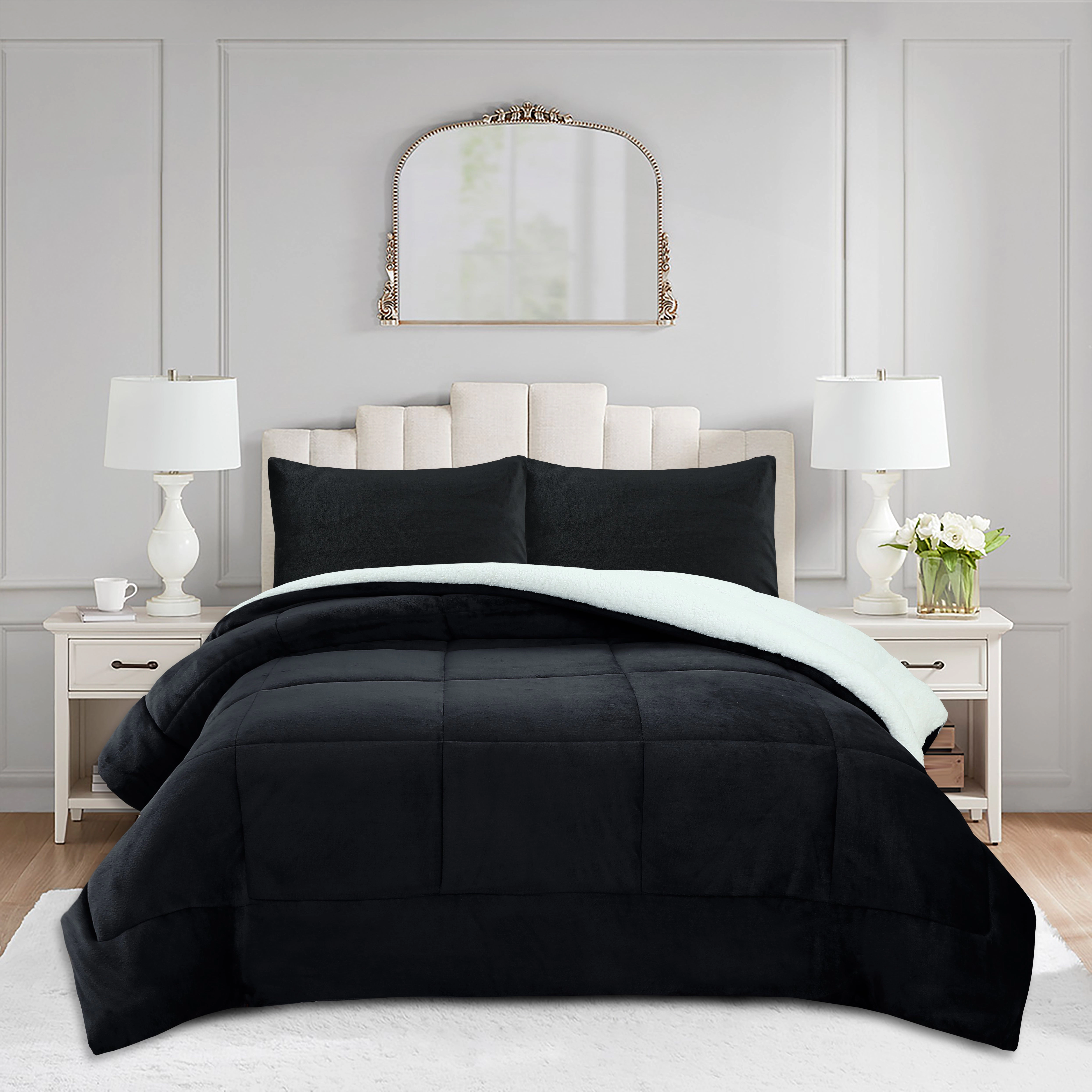 MarCielo 3 Pieces Ultra Soft Micromink Sherpa Comforter Set