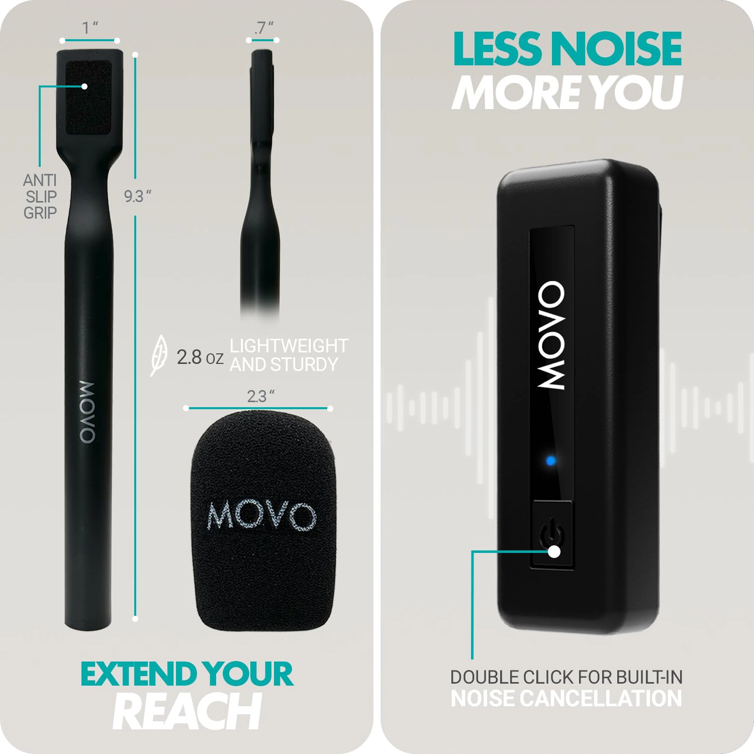 Movo Wireless Mini UC-Duo USB-C Wireless Microphone for iPhone 15/16/Android