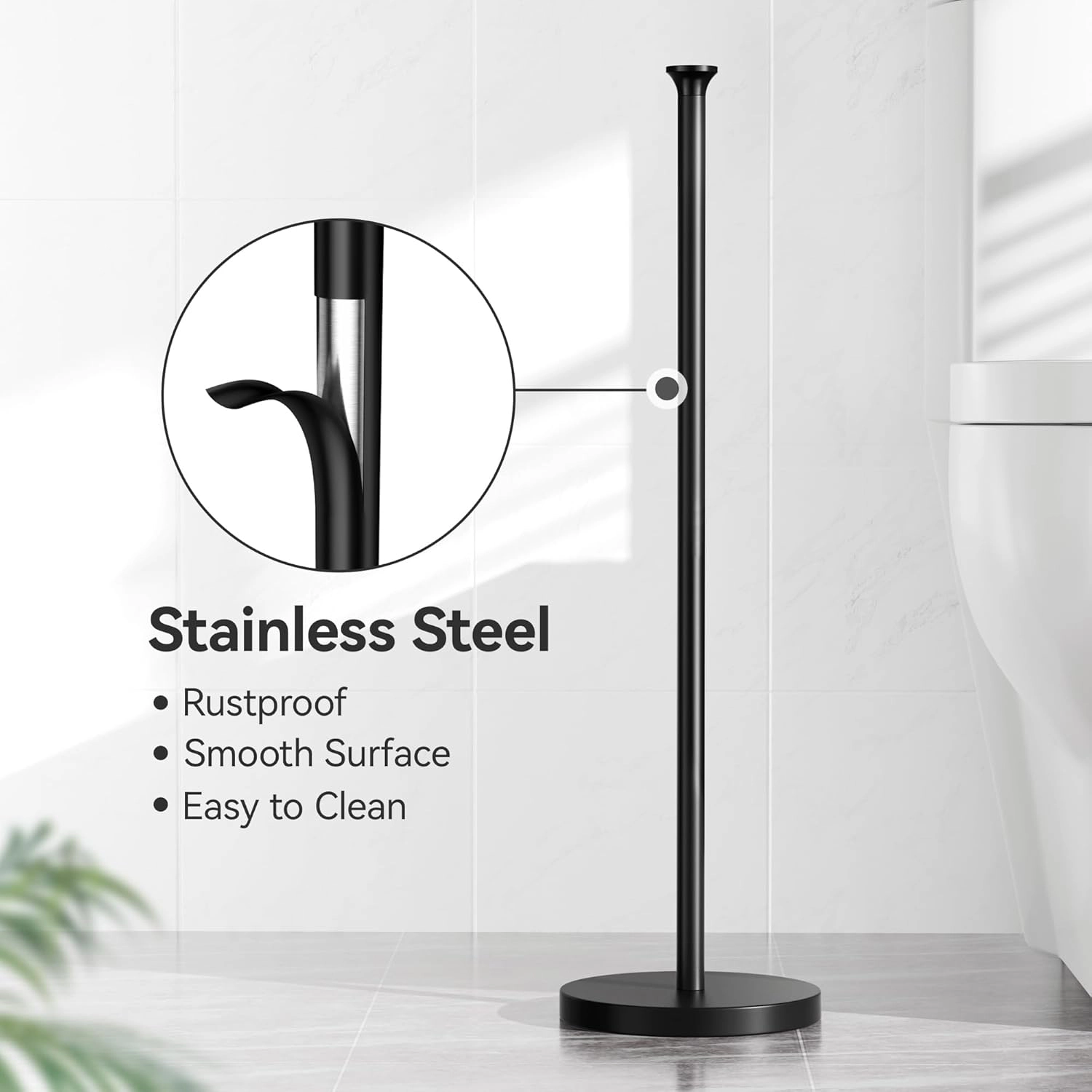 Stock Preferred Freestanding Stainless Steel Toilet Paper Holder Stand with Reserve Storage