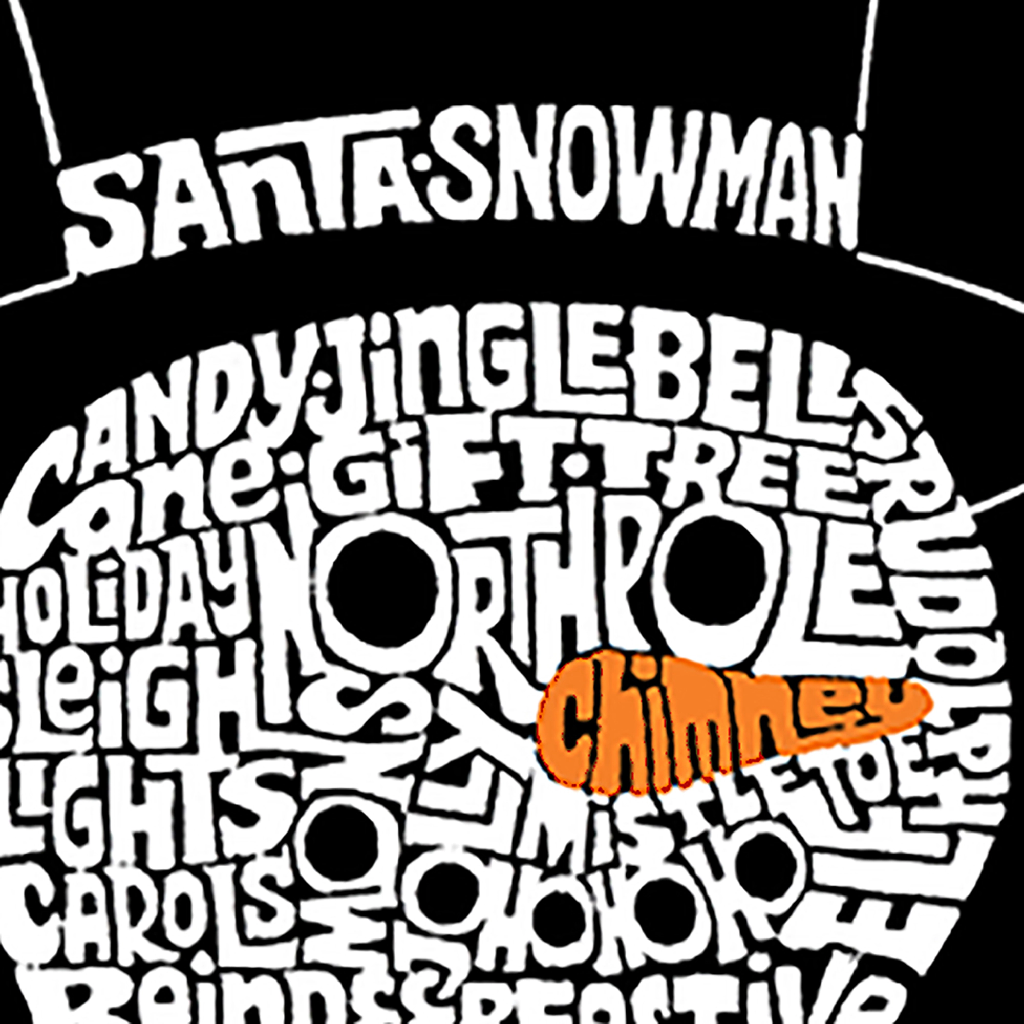 LA Pop Art Men's Cotton-Poly Word T-Shirt - Peeking Snowman
