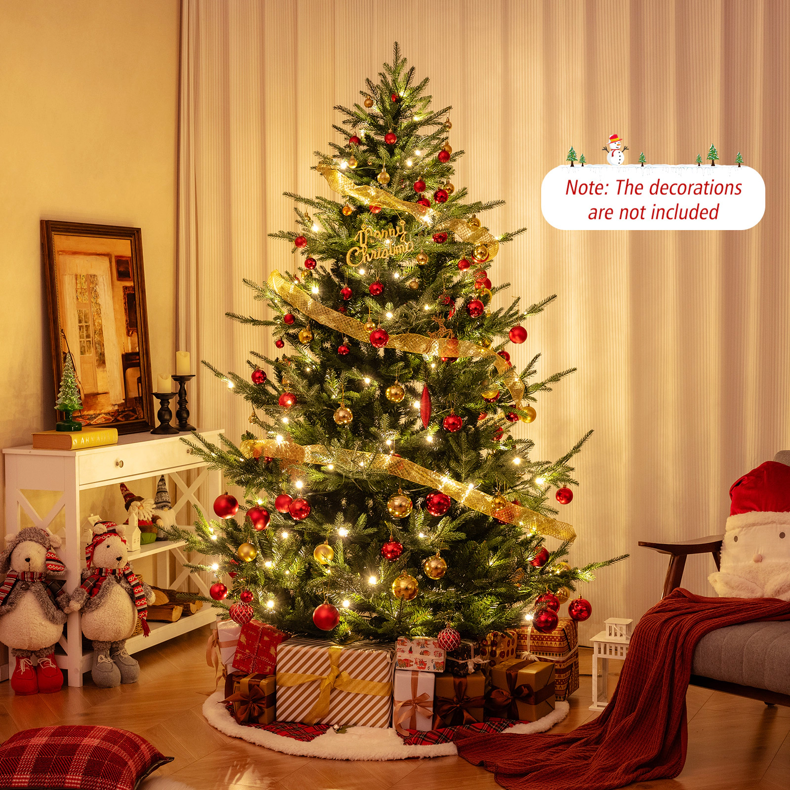SlickBlue Artificial Christmas Tree with 8 Lighting Modes and LEDs