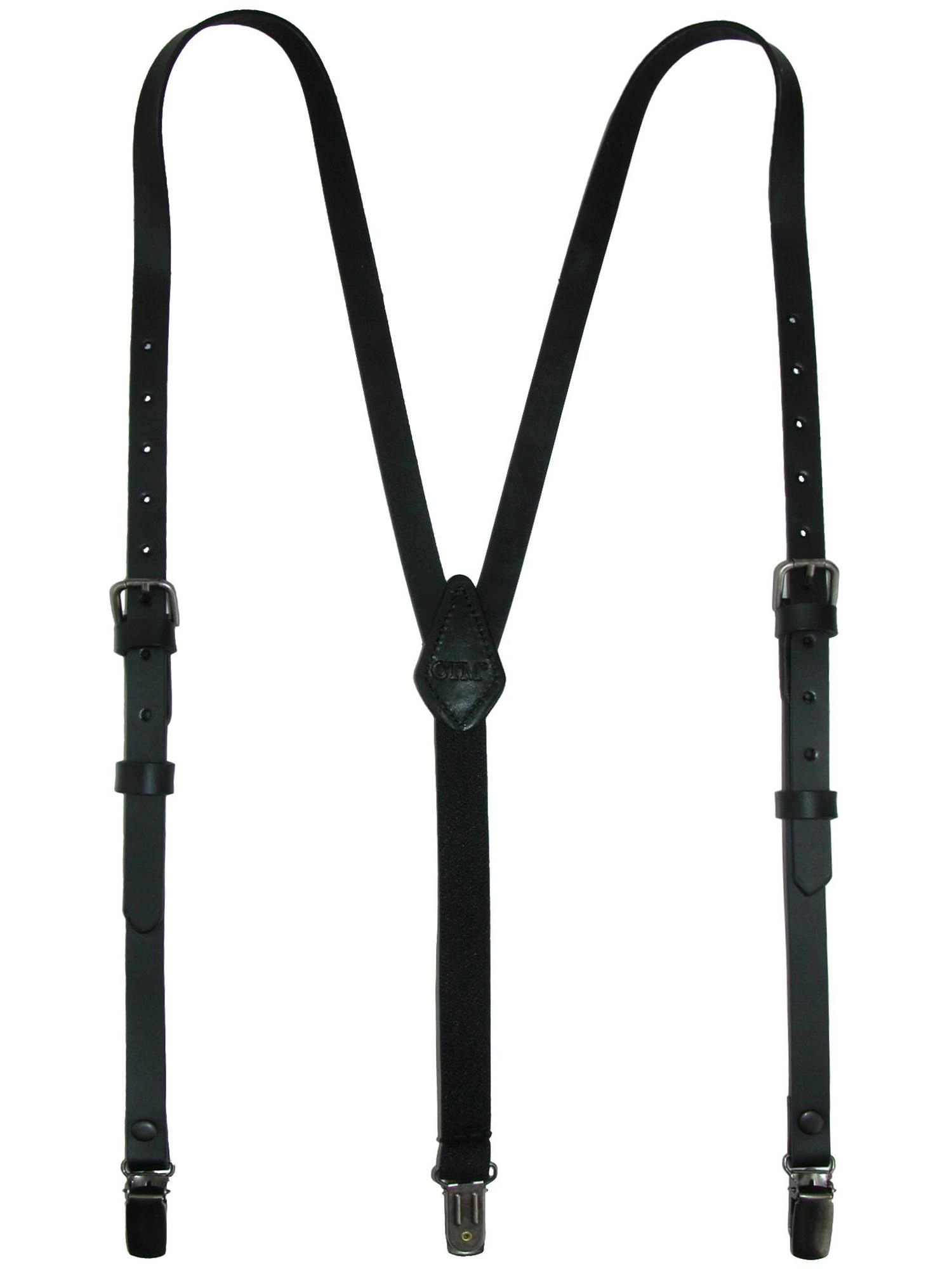 CTM Women's Coated Leather 1/2 Inch Clip-End Suspenders