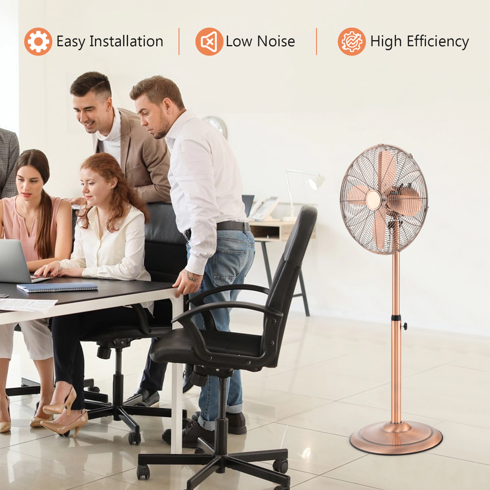 LJG 16 Inch Pedestal Standing Fan Oscillating Pedestal Fan with 3 Speeds and Adjustable Height