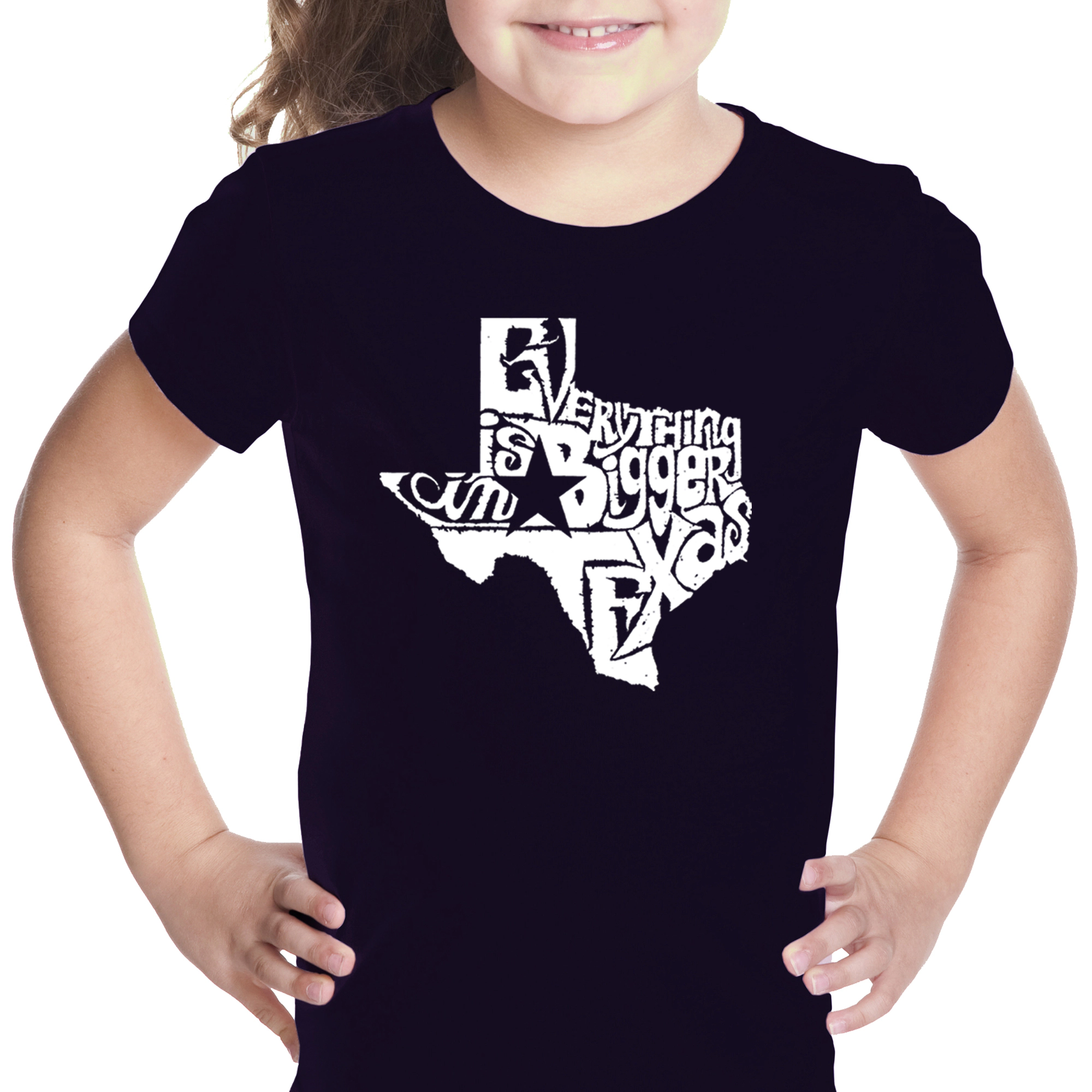 LA Pop Art Girls Word T-Shirt - Everything is Bigger Texas