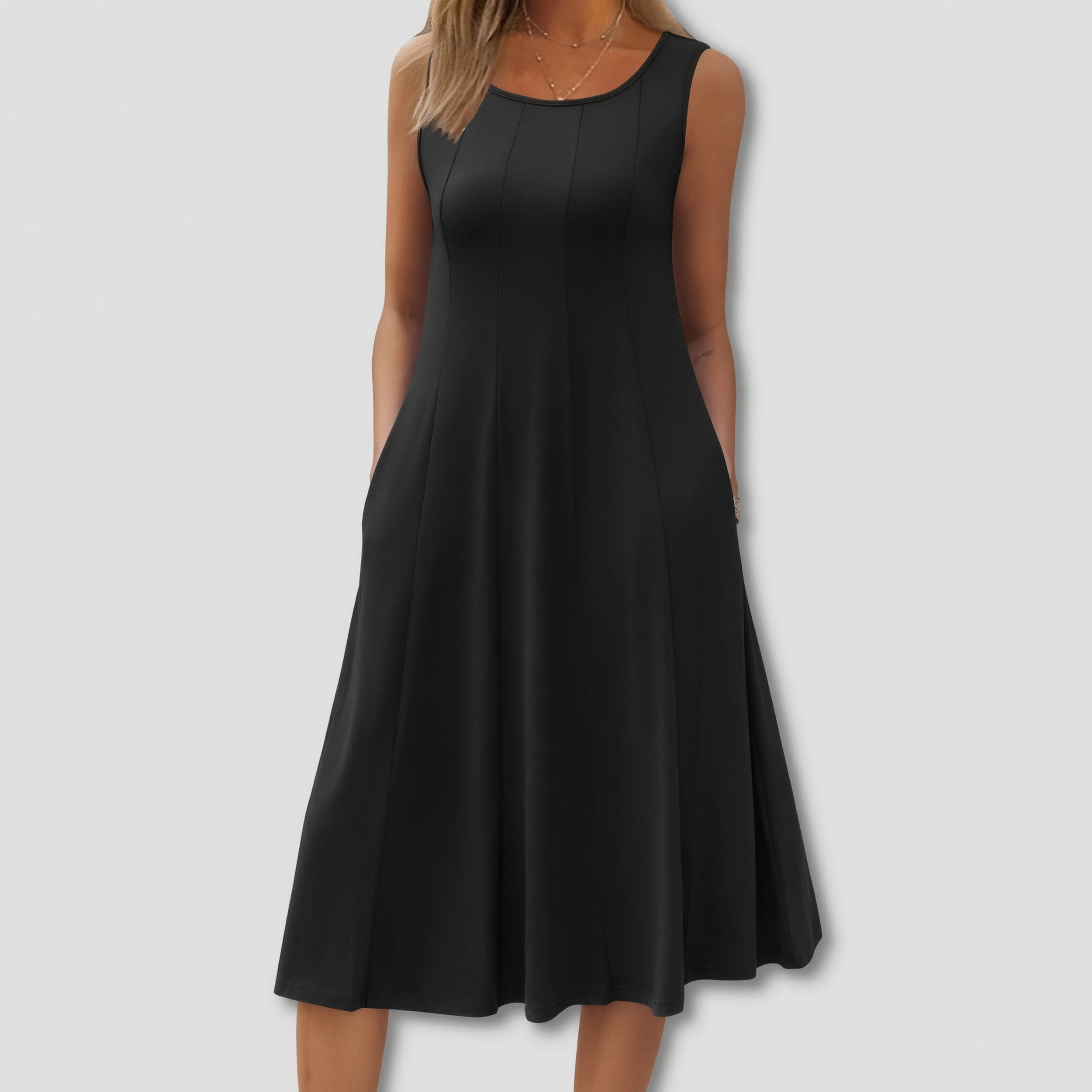 Zeagoo Women's Scoop Neck Sleeveless Midi Dress