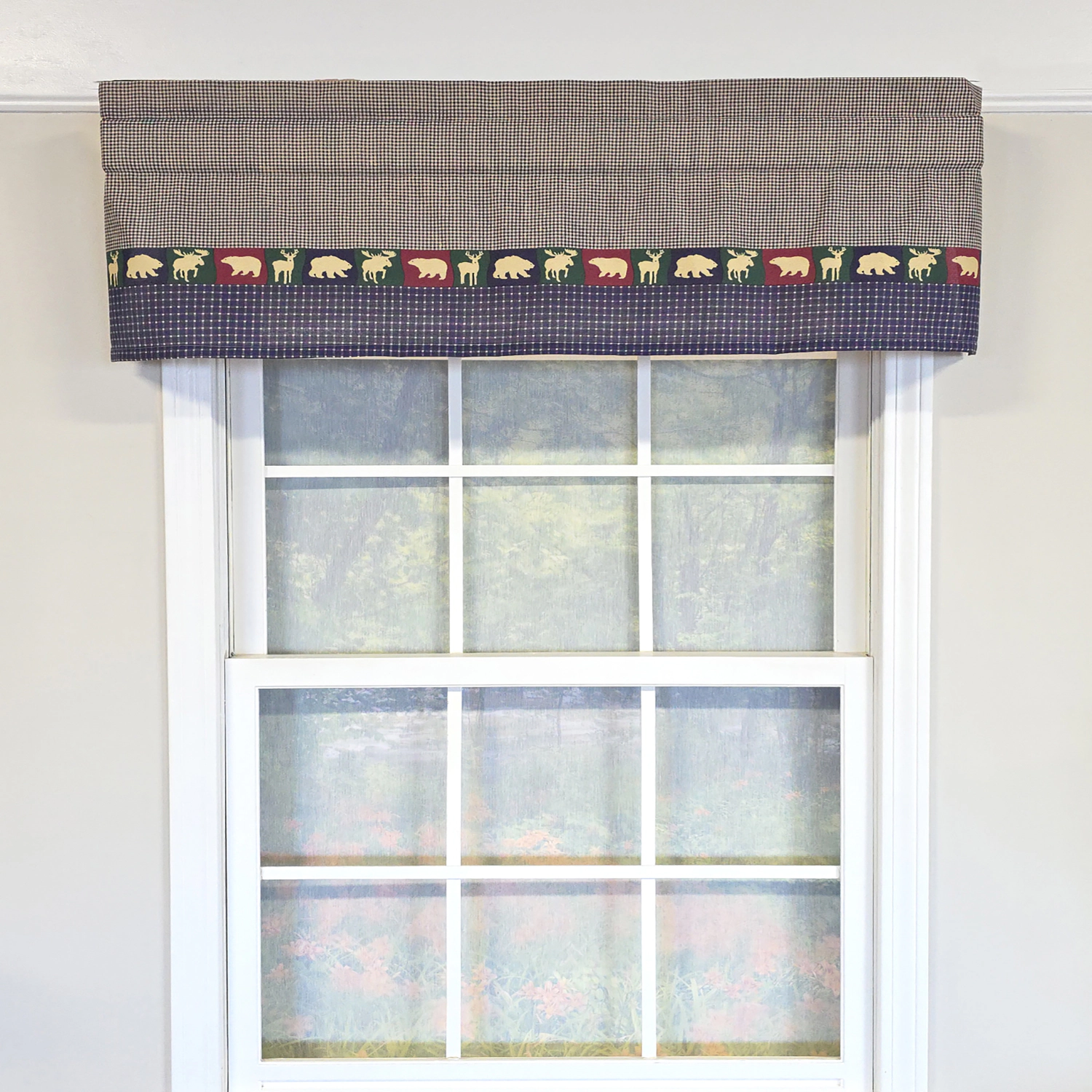 RLF Home 100% Cotton Cabin Tailored  Fully lined Windows Rod Pocket Valance 50" x 15"  Blue