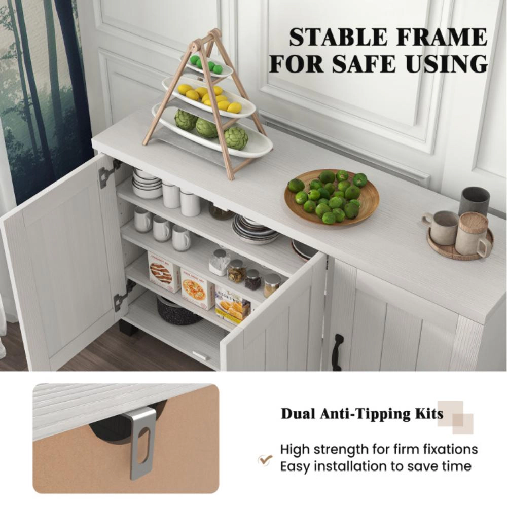 Hivvago 3-Door Buffet Sideboard With Adjustable Shelves And Anti-Tipping Kits
