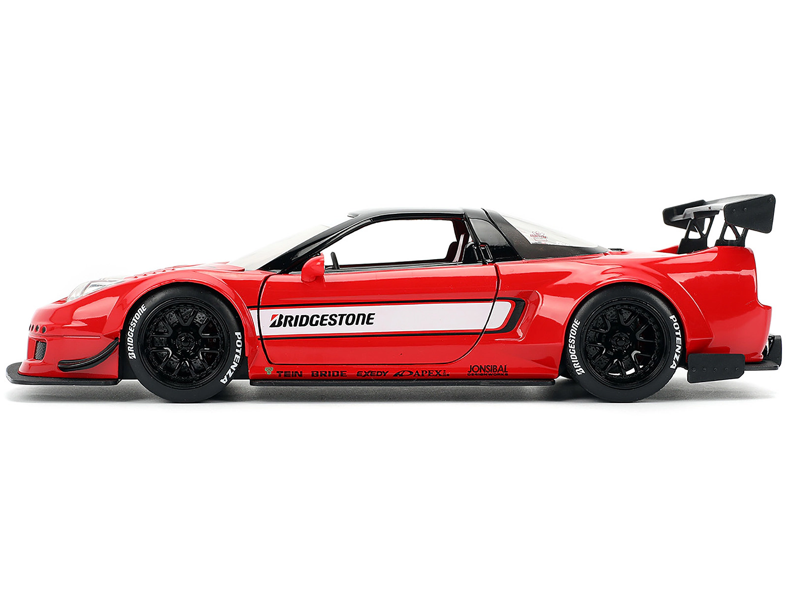 Jada 2002 Honda NSX-R RHD (Right Hand Drive) "Bridgestone" Red with Black Top and White Stripes "JDM Tuners"