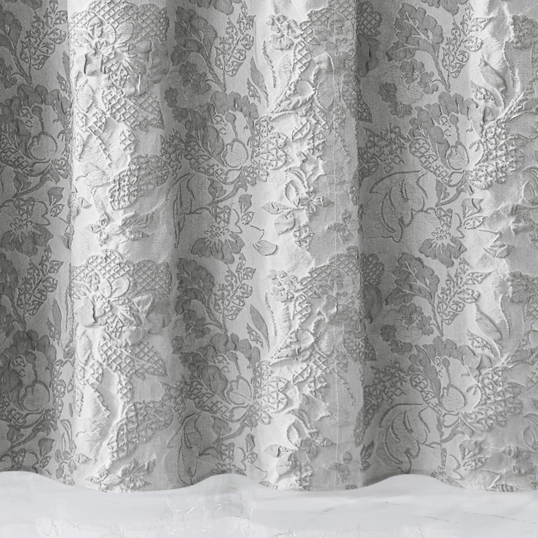 Dainty Home Anais Heavy Sculpted Jacquard Floral Textured Polyester Fabric Shower Curtain, 72" x