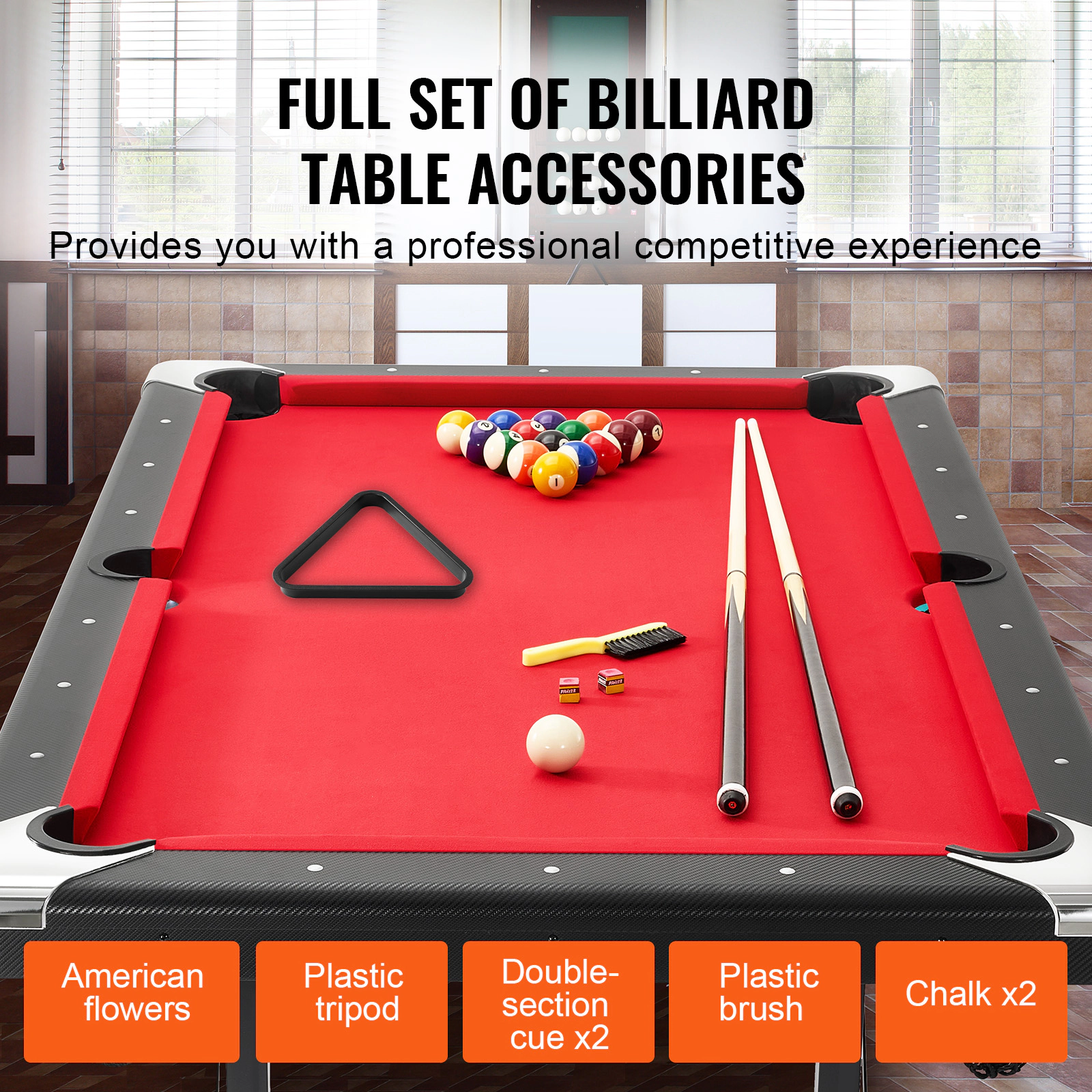 HONGGE Pool Table Portable Billiards Foldable Space-Saving Game Set Includes Brush with Cloth for Family Room