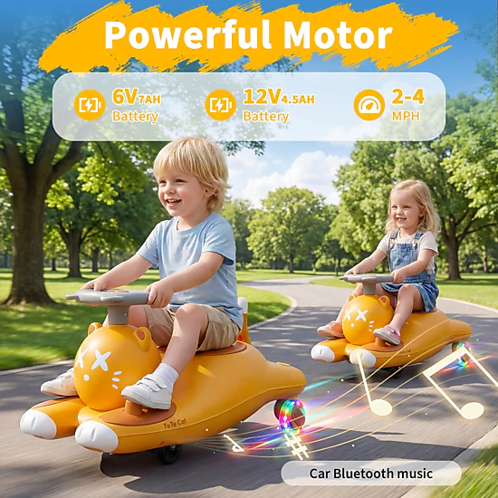Howbow 6V Rechargeable Kids Electric Wiggle & Swing Ride-On Car with ...