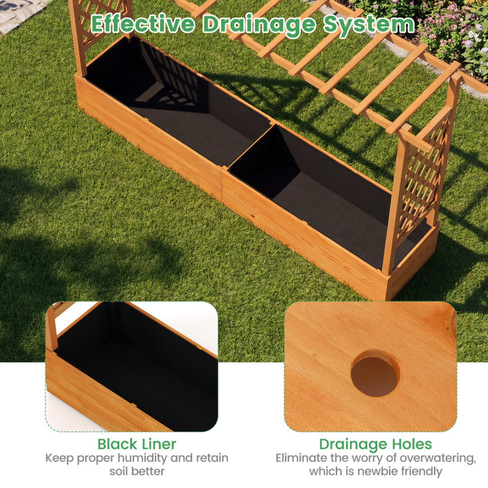 SUGIFT Orange Raised Garden Bed with Lattice Trellis and Hanging Roof 79-in W 17.5-in D 45-in H 220-lb Box Capacity