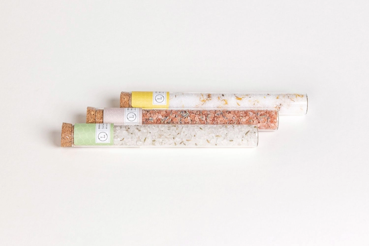 Natural Bath Salts and Bath Bomb Gift Set in Reusable Glass Tubes - 8-Piece Spa Gift