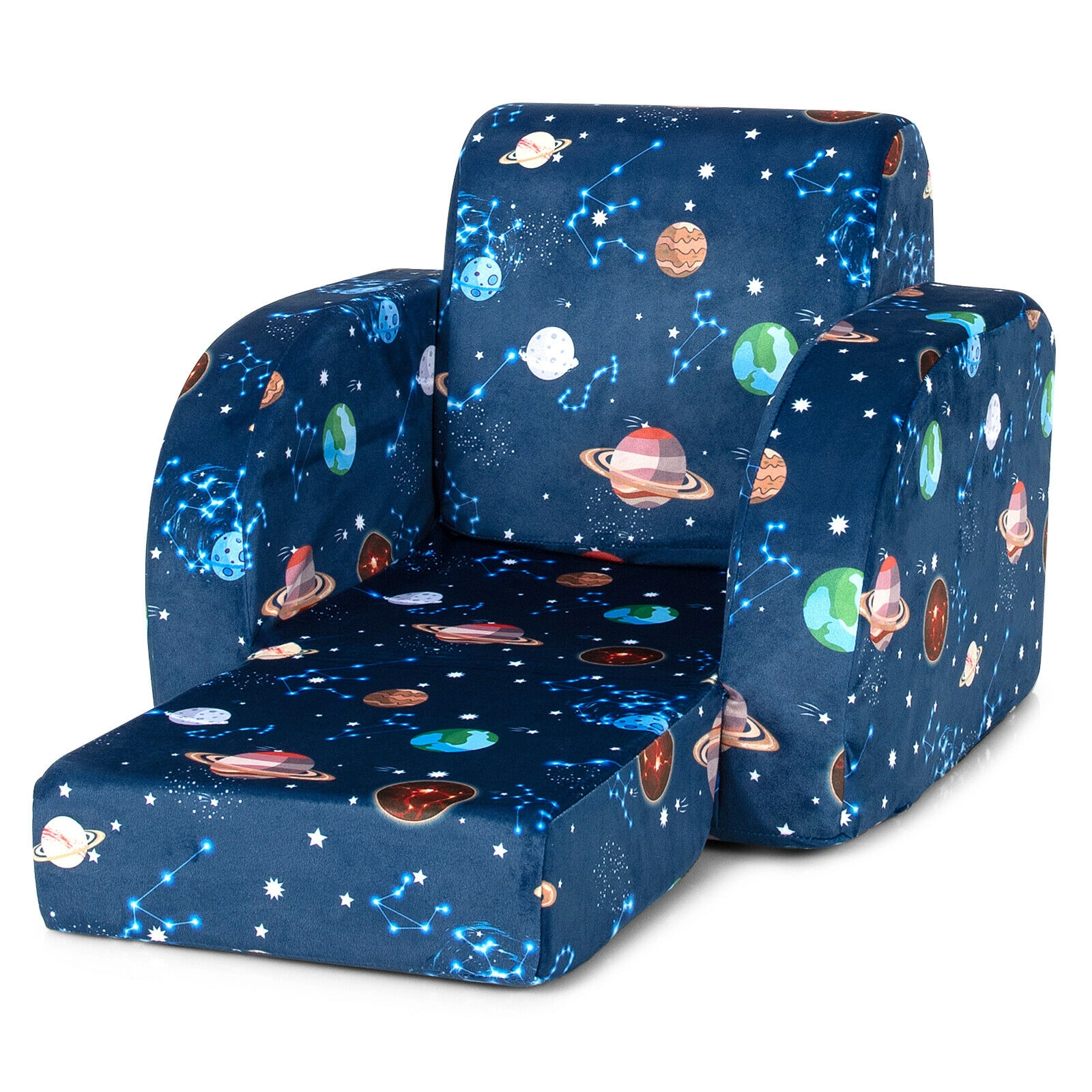 SUGIFT Blue for Toddlers 3-in-1 Convertible Kids Flip-Out Sofa Chair Lounger