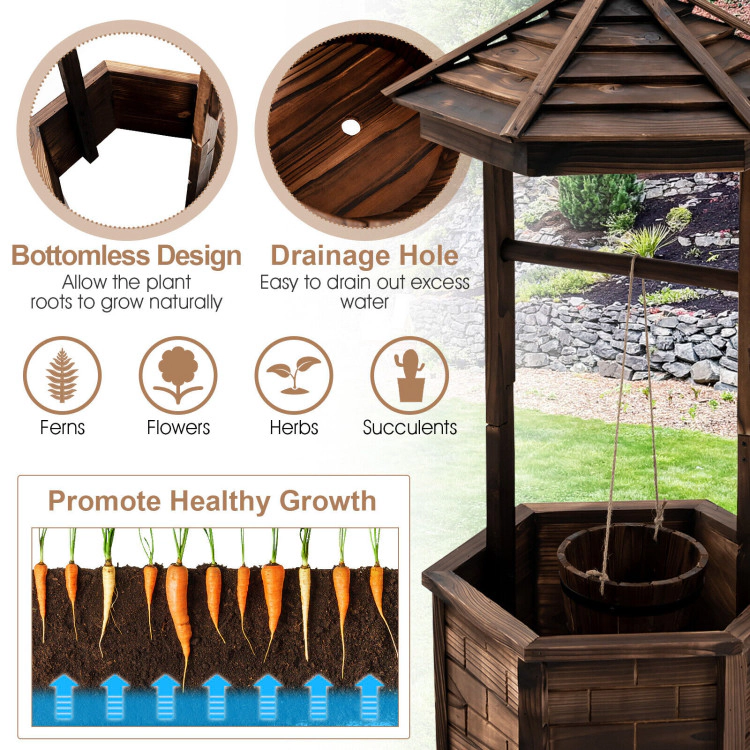Hivvago Rustic Wooden Wishing Well