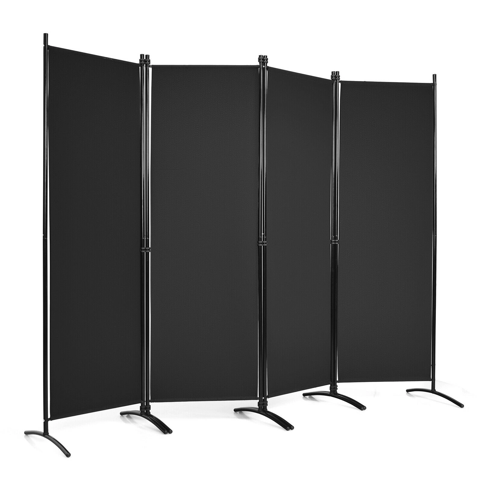 SUGIFT 4-Panel 88-in Wide 68-in Tall Folding Room Divider Wall Privacy Screen with Steel Frame and Square Feet