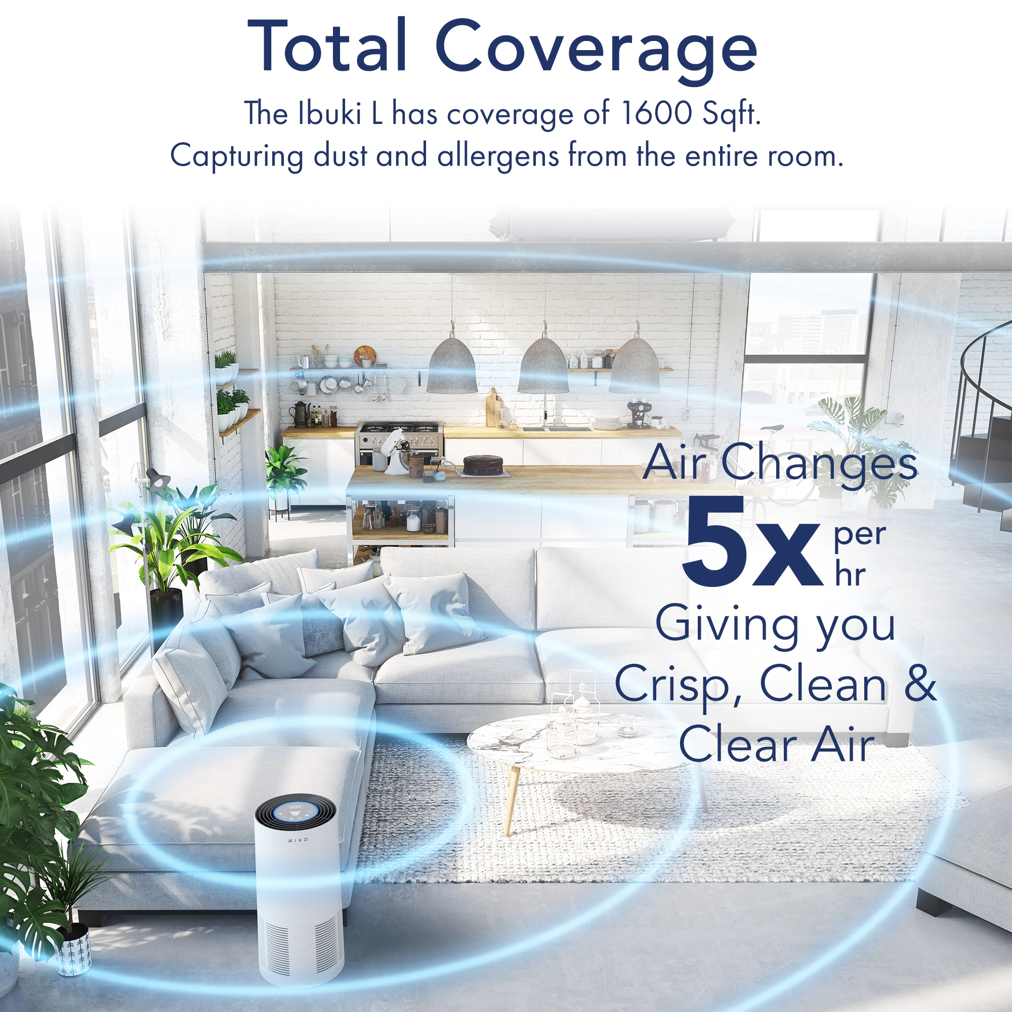 Miko Ibuki L HEPA Smart Air Purifier for Home with Air Quality Sensor