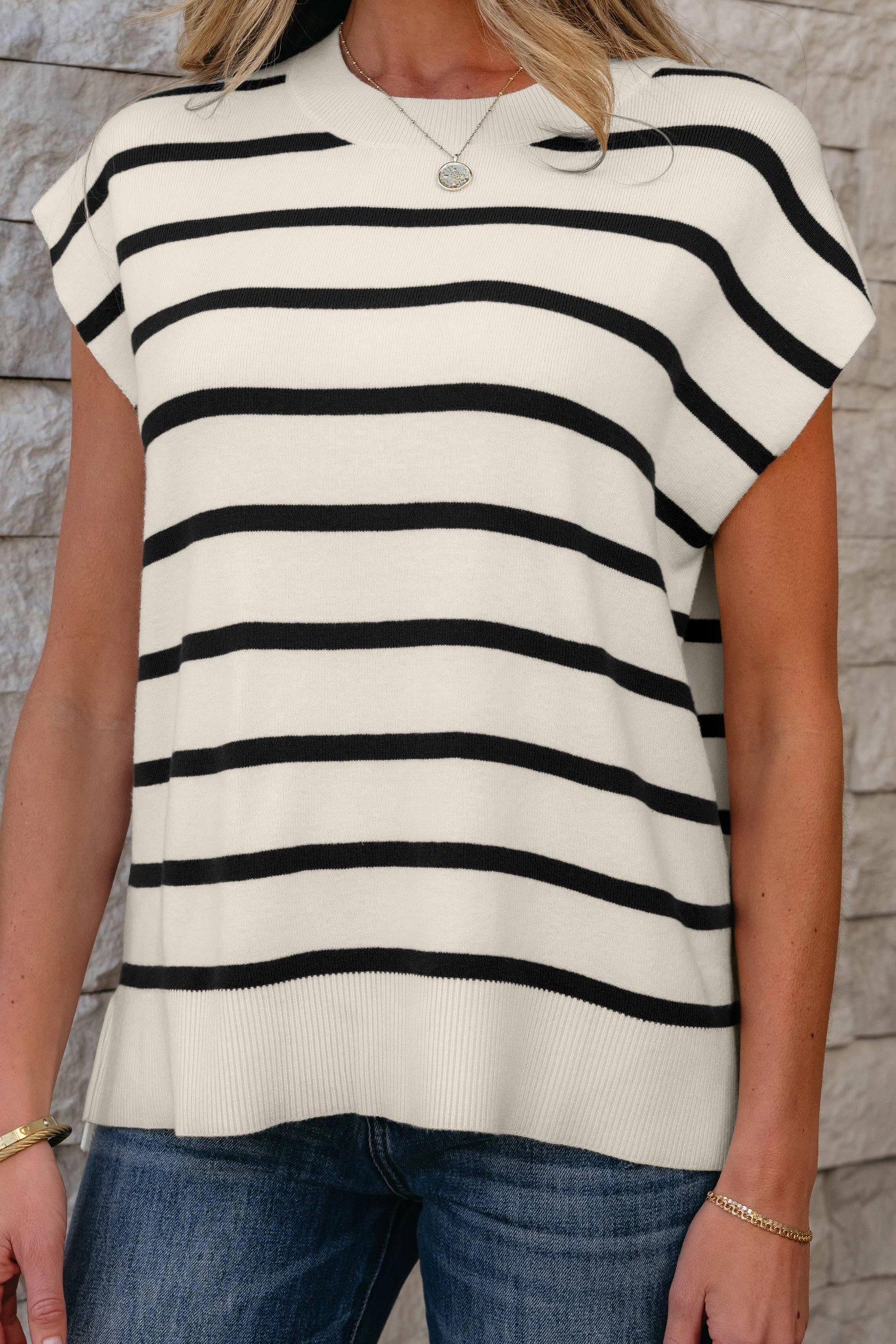 Threaded Pear Alayna Crewneck Short Sleeve Sweater