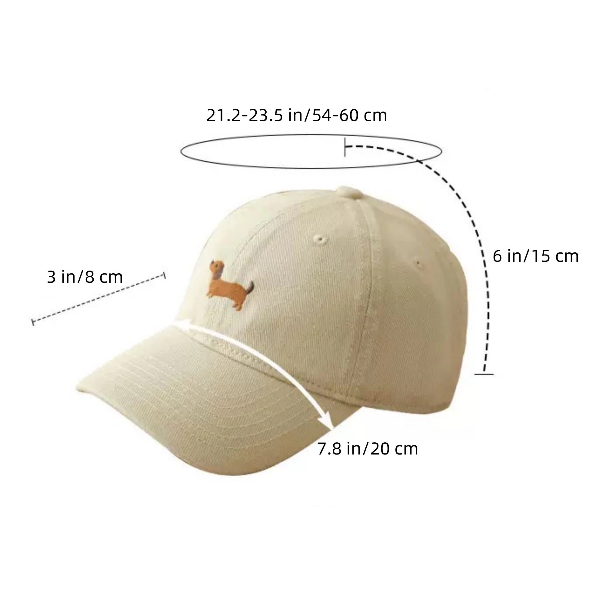 Anna-Kaci Women's Embroidered Sausage Dog Baseball Cap with Curved Brim and Adjustable Strap Casual Life