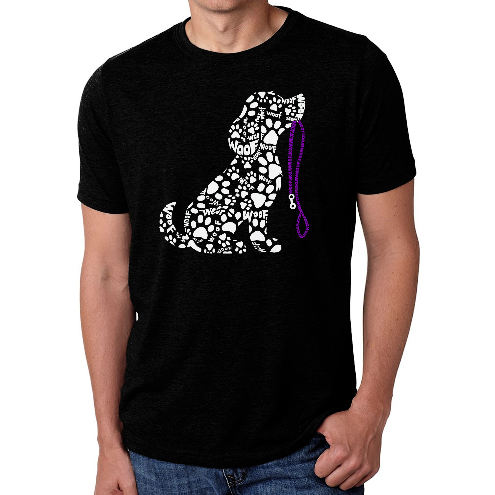LA Pop Art Men's Cotton-Poly Word T-Shirt - Dog Leash