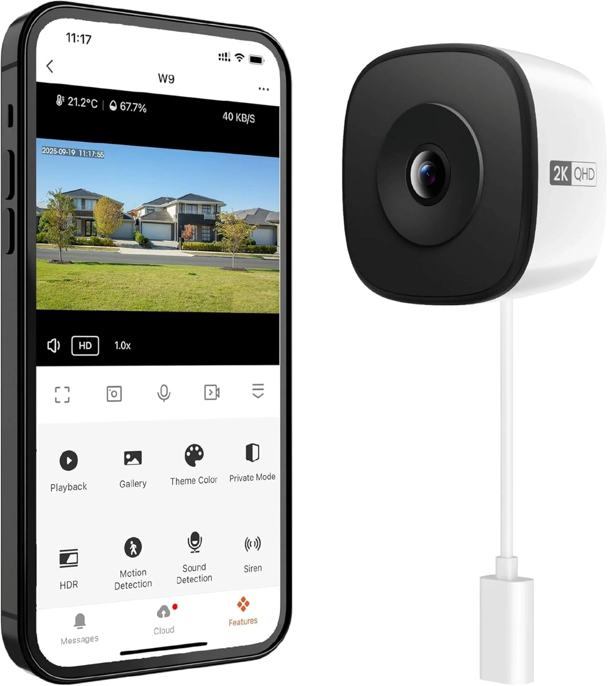 Eco4life Window Security Camera 3MP 2K Indoor WiFi Cam