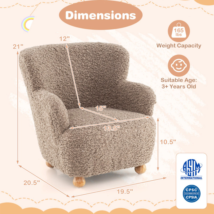 Hivvago Sherpa Kids Sofa Comfy Toddler Armchair With Solid Rubber Wood Legs