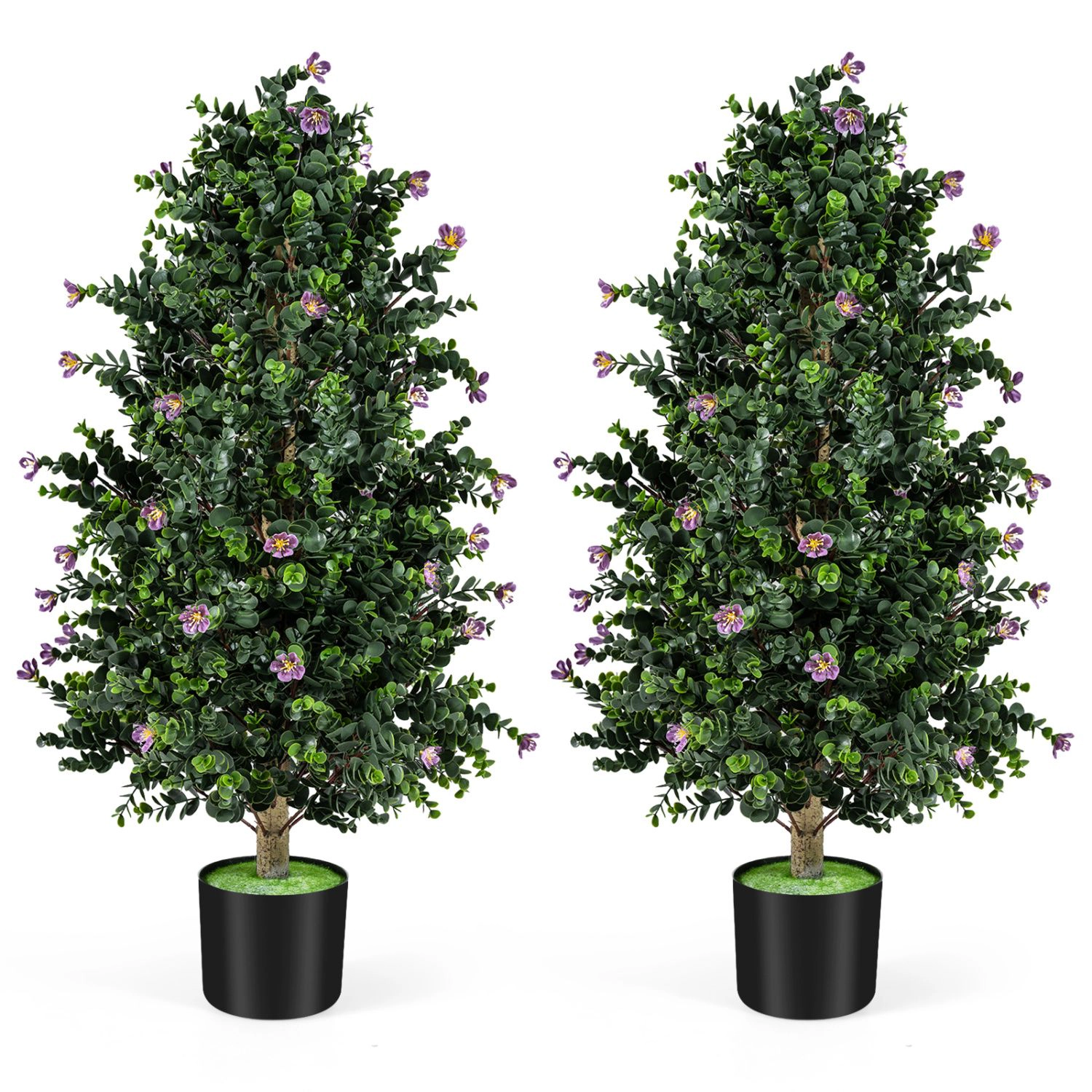 Slickblue Artificial Topiary Tree with Cement Pot for Indoor Outdoor