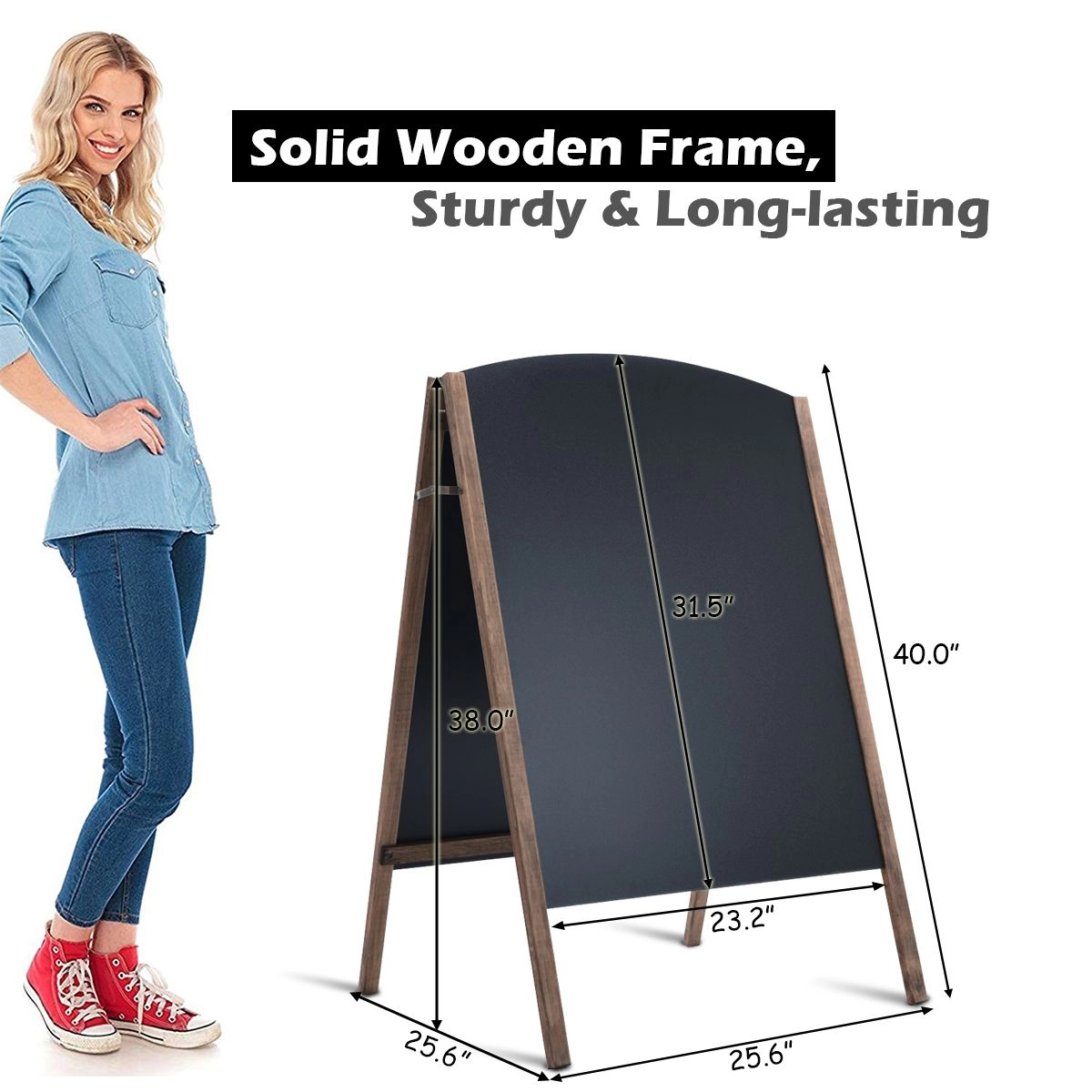 SlickBlue Double Sided Chalkboard Sign Stand for Outdoor Display