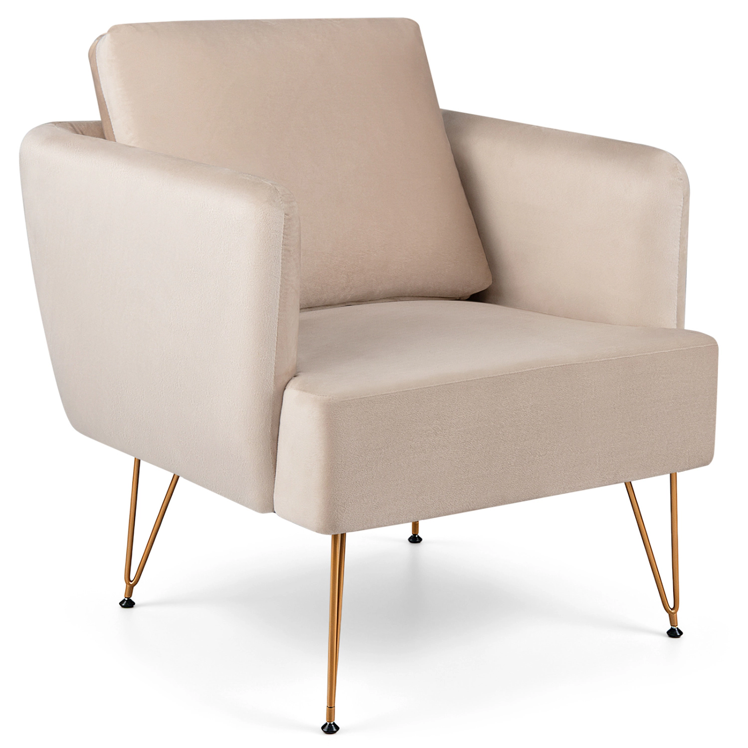 LJG Modern Accent Chair with Back Cushion & Golden Metal Legs for Living Room Bedroom