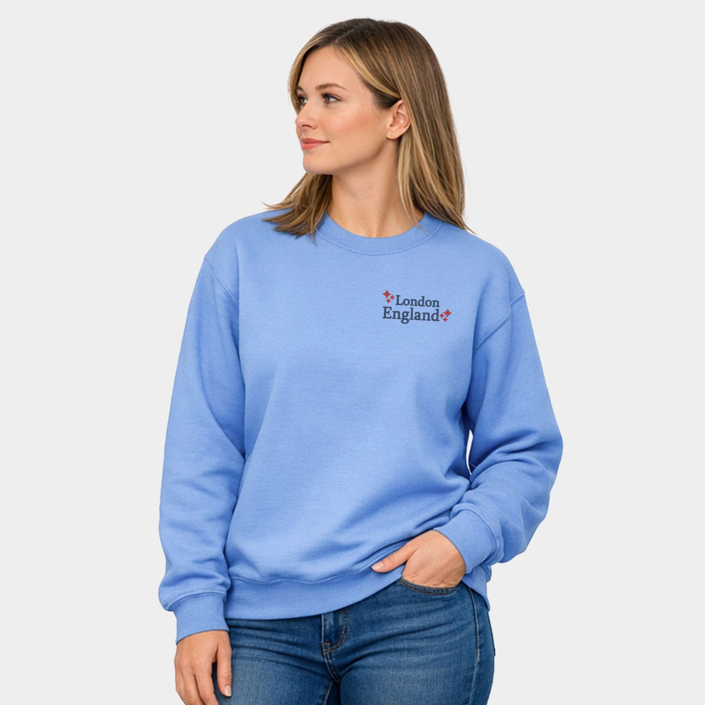 Simply Sage Market - Embroidered London England Stars  Women's Graphic Sweatshirt