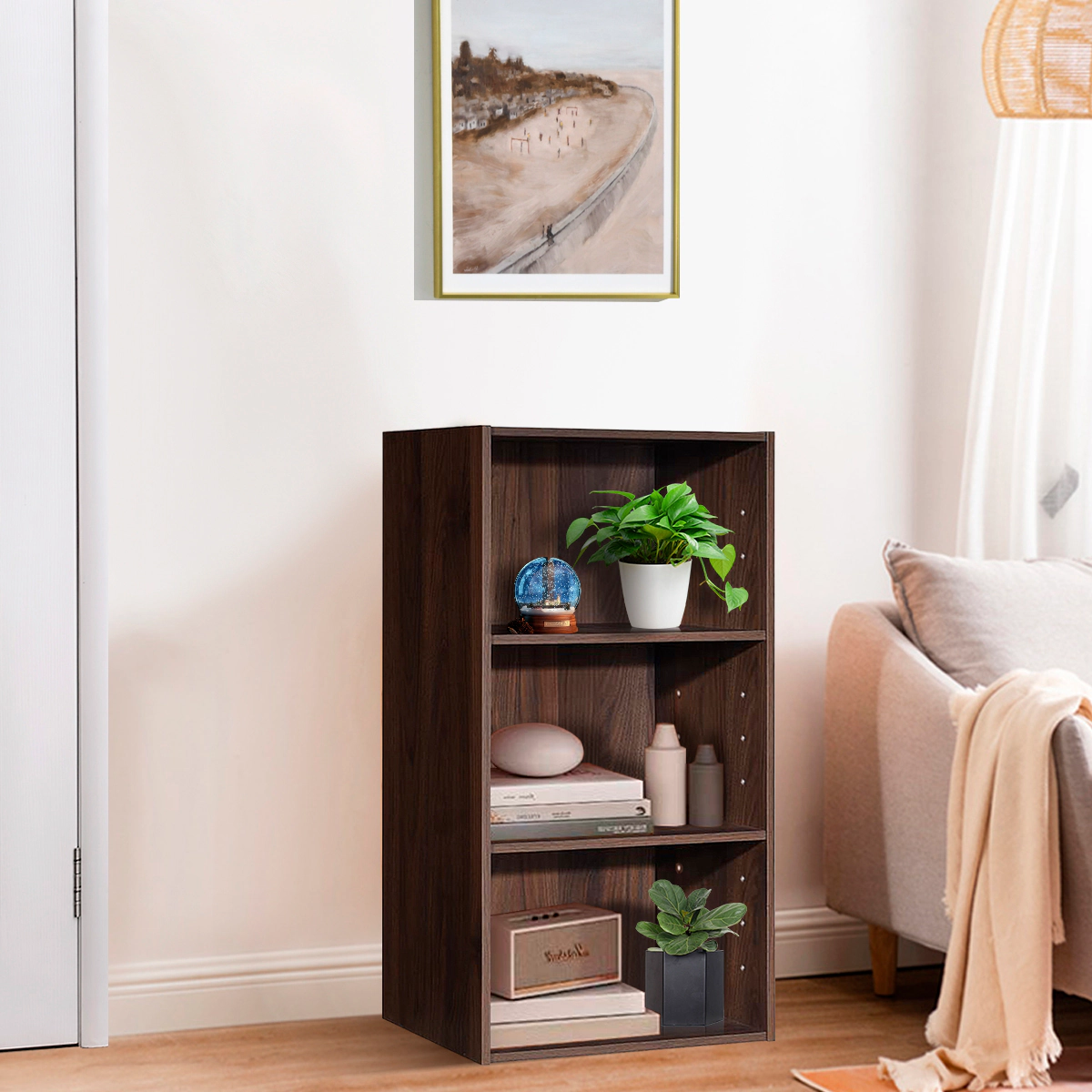 Costway 3 Open Shelf Bookcase Modern Multi-functional Storage Display Cabinet