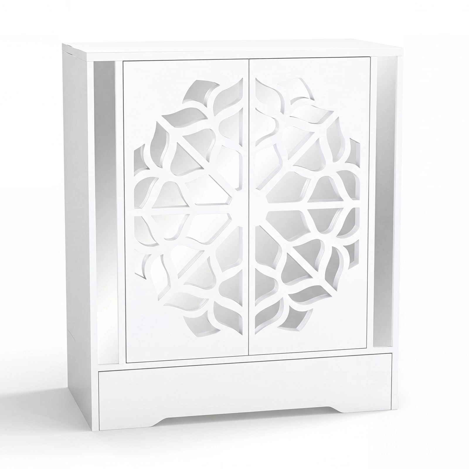 SlickBlue Shoe Storage Cabinet with 2 Mirrored Doors and 4-Tier Shelves