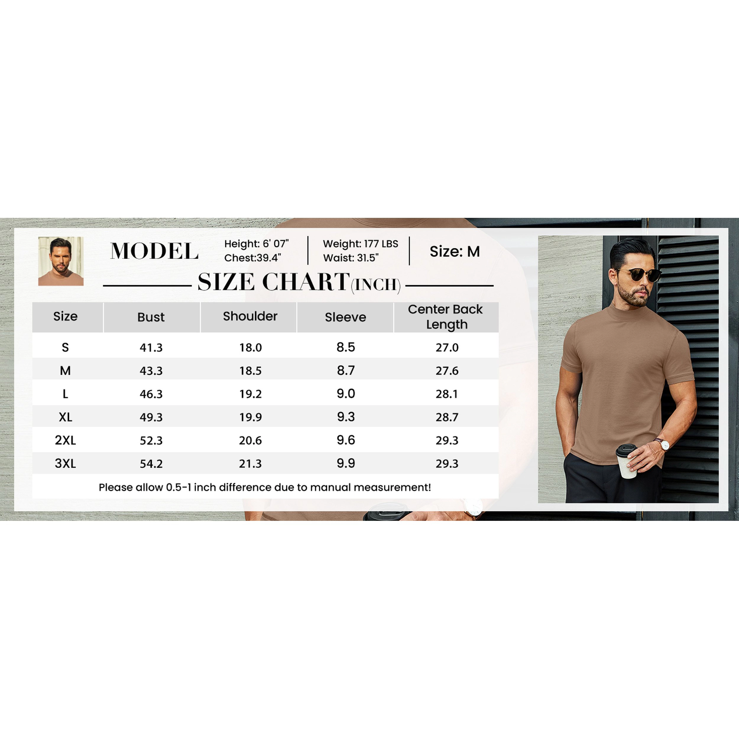 COOFANDY Men's Regular Fit Short Sleeve Mock Neck T-Shirt