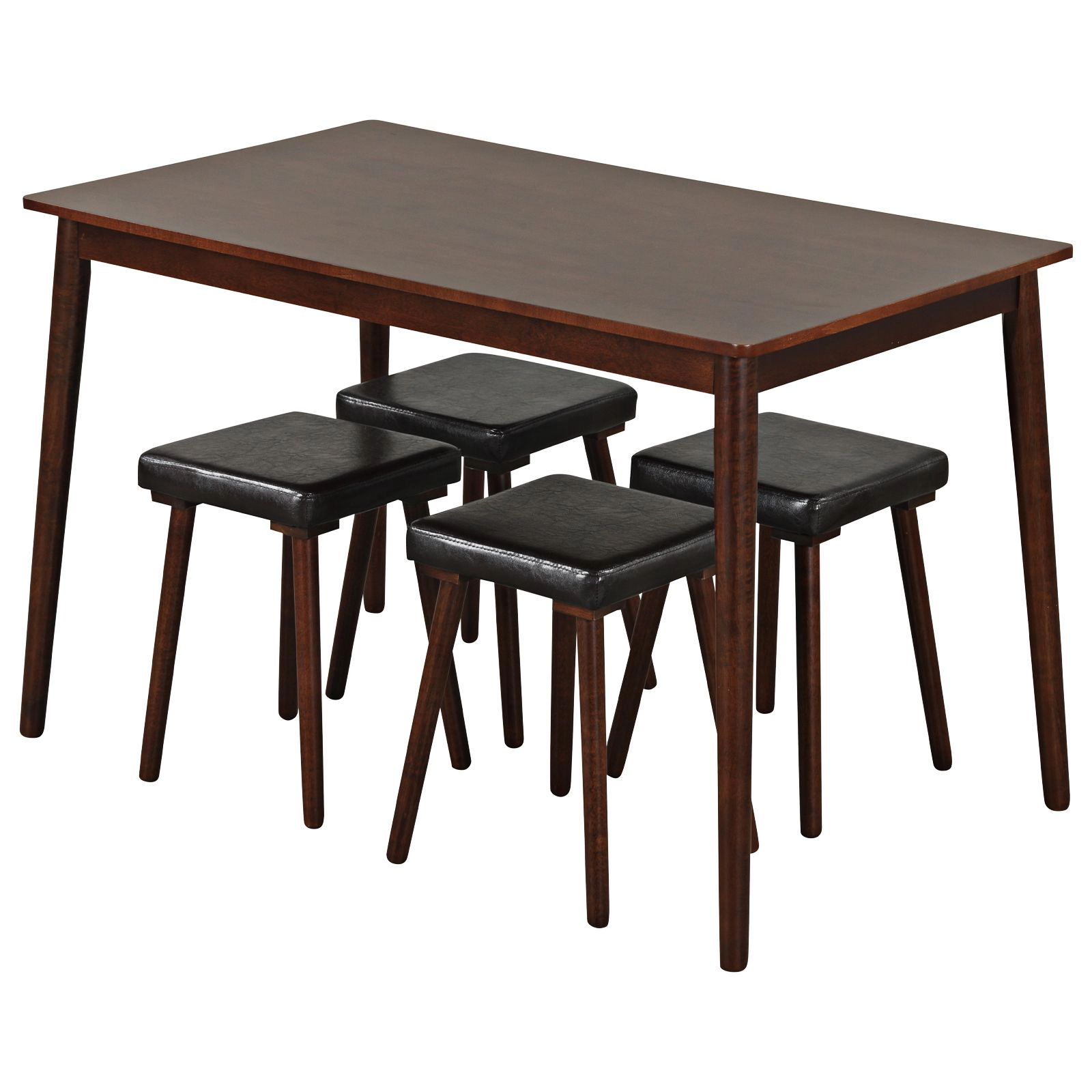 SlickBlue Brown 5-Piece Brown Dining Table Set with 4 Upholstered Stools