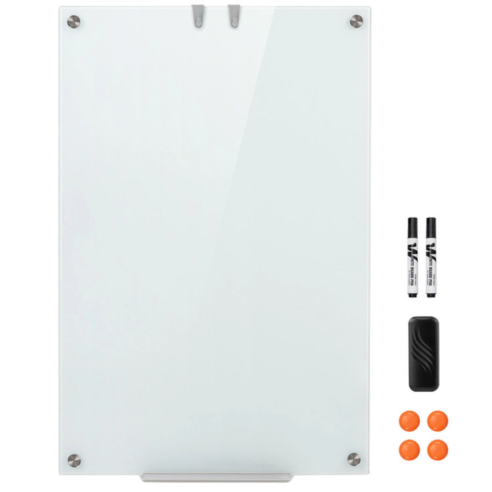 SUGIFT 36-in x 24-in 4-mm Frameless Magnetic Glass Whiteboard with Eraser and Removable Marker Tray