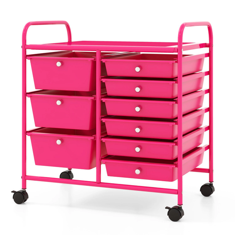 Hivvago 9-Drawer Rolling Supply Organizer with Metal Frame