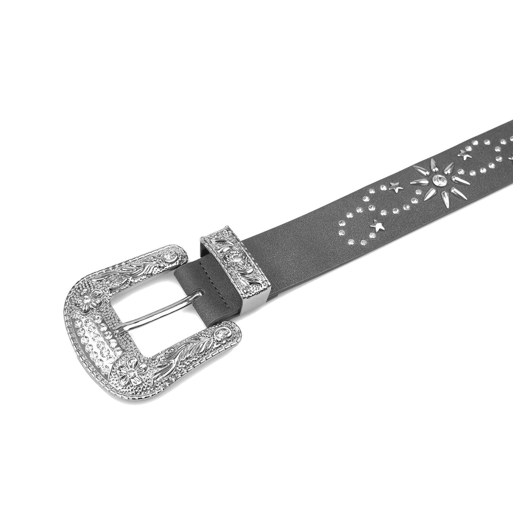 AGP PARIS Black Embossed Buckle Women's Belt