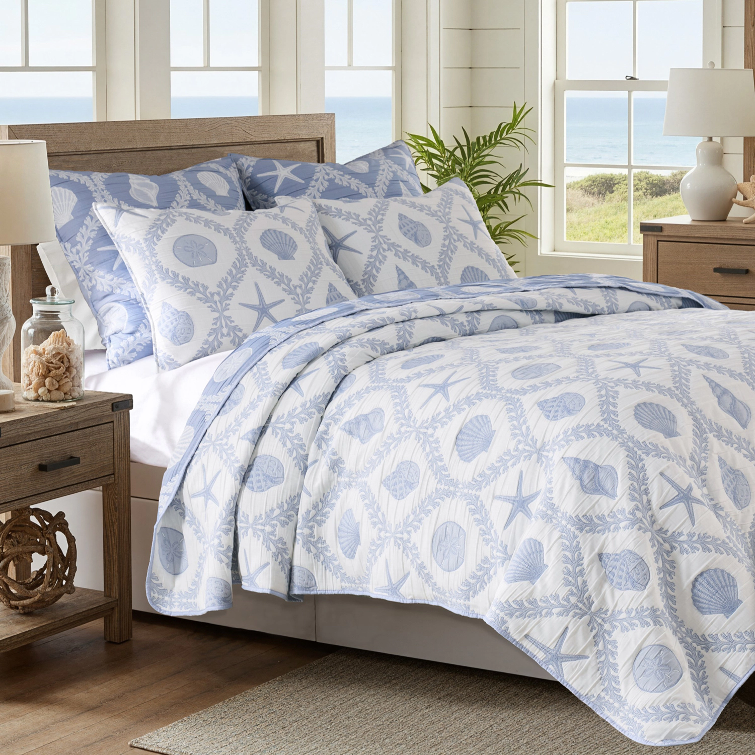 Greenland Home Fashions Laguna 100% Polyester Reversible 3 PC Coverlet Set